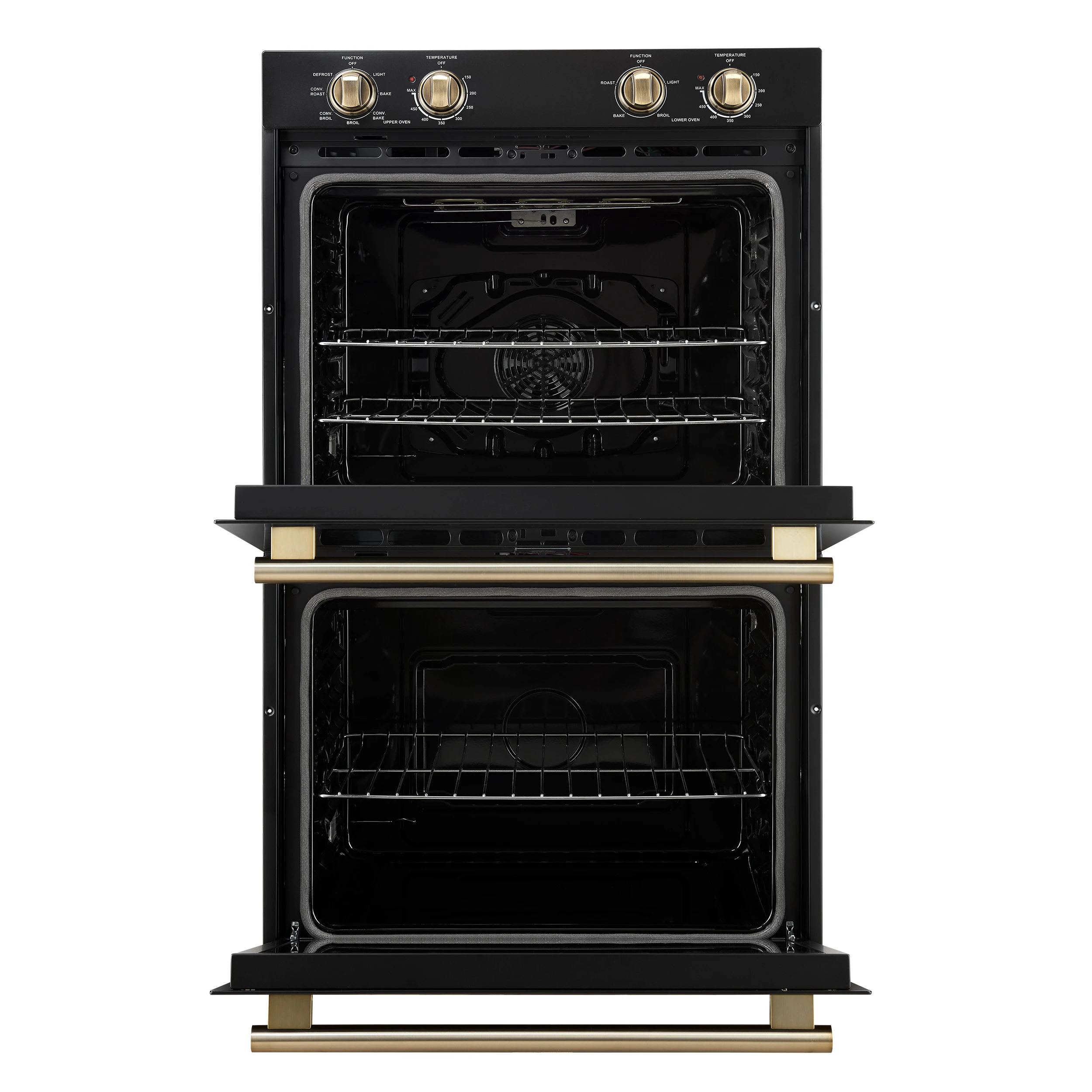 Vomero 30-Inch Double Wall Oven, Black, 10 cu.ft Total Capacity, 7100W Convection, Mechanical Controls, Manuel Steam Clean FBOEL132430BLK