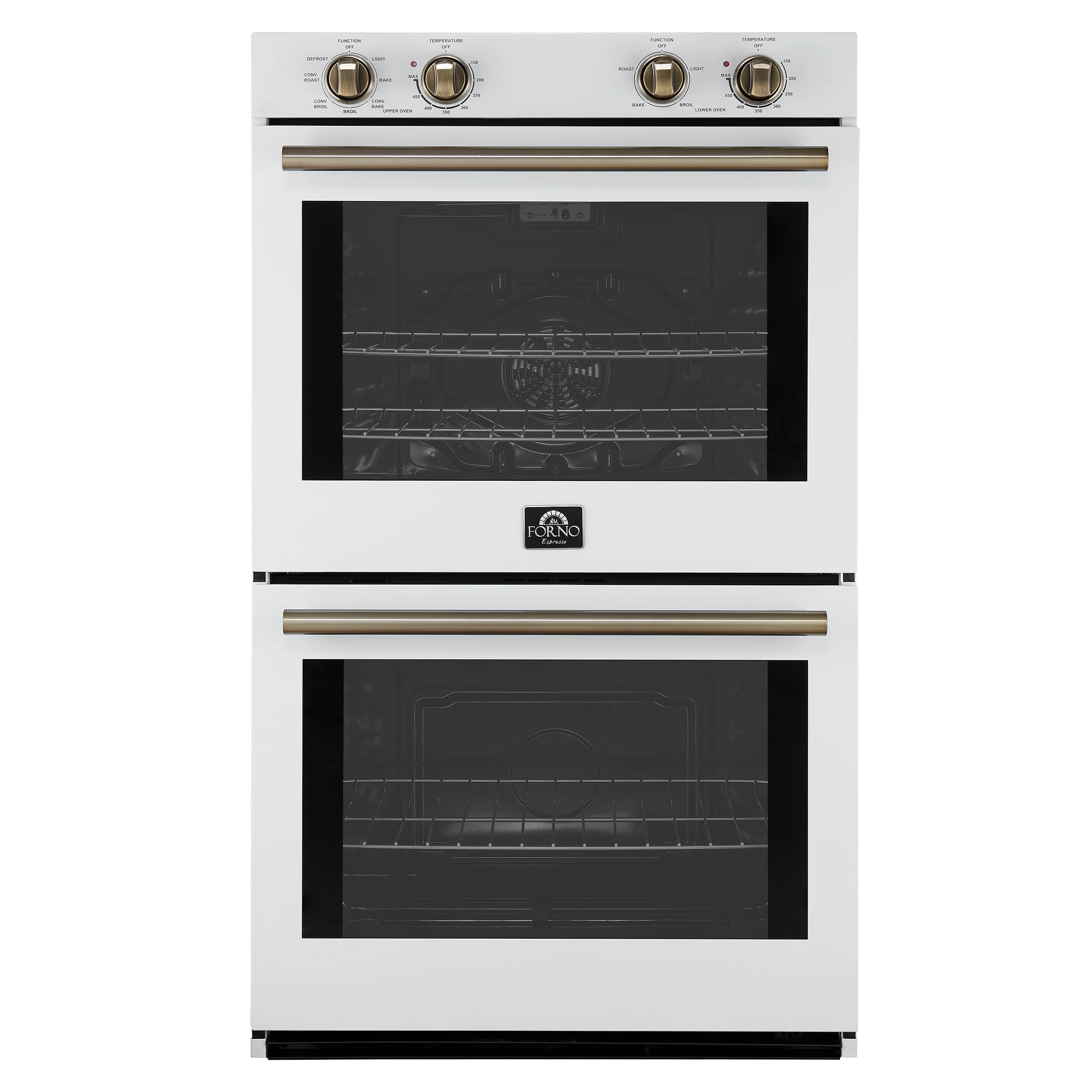 Vomero 30-Inch Double Wall Oven, White, 10 cu.ft Total Capacity, 7100W Convection, Mechanical Controls, Manuel Steam Clean FBOEL132430WHT