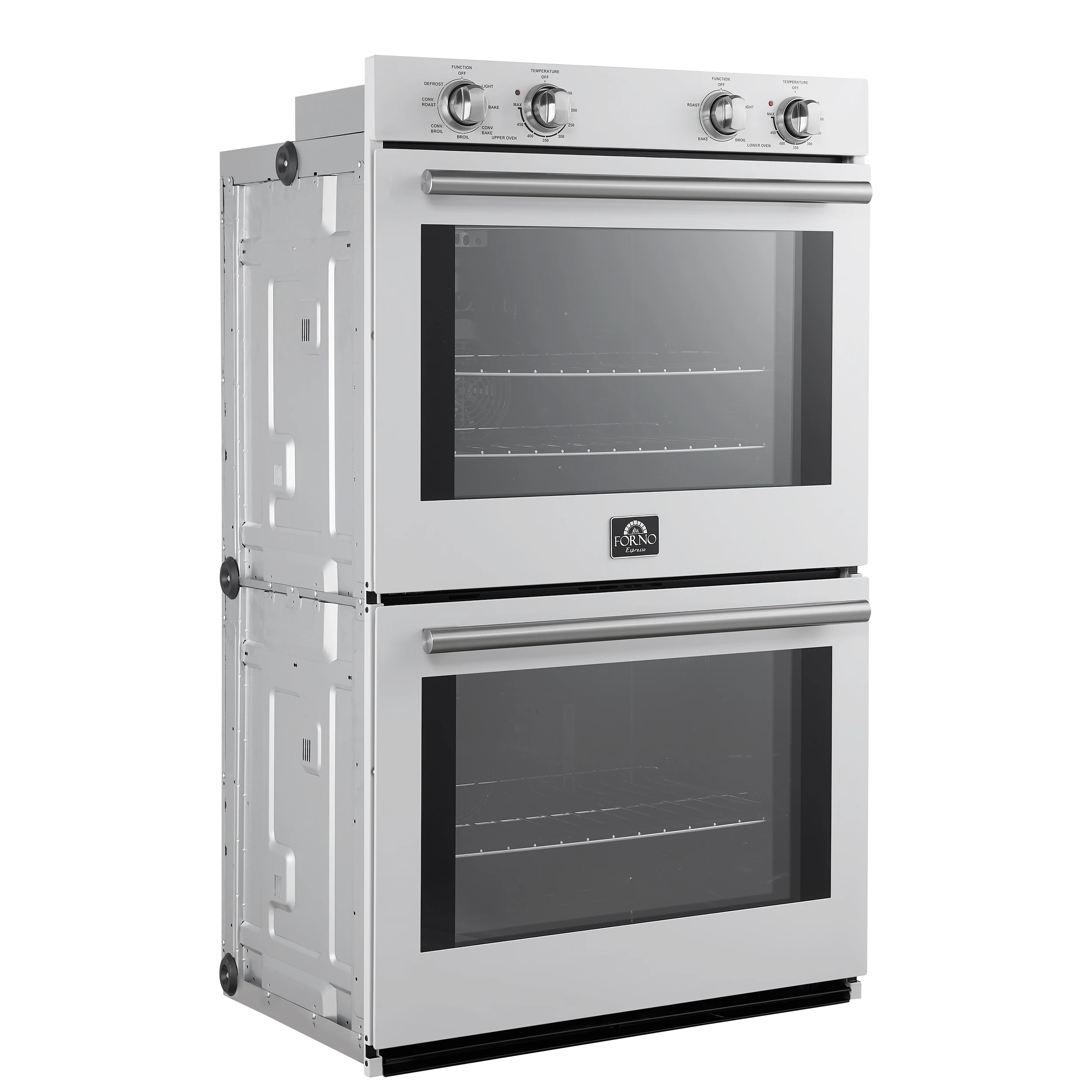 Vomero 30-Inch Double Wall Oven, White, 10 cu.ft Total Capacity, 7100W Convection, Mechanical Controls, Manuel Steam Clean FBOEL132430WHT