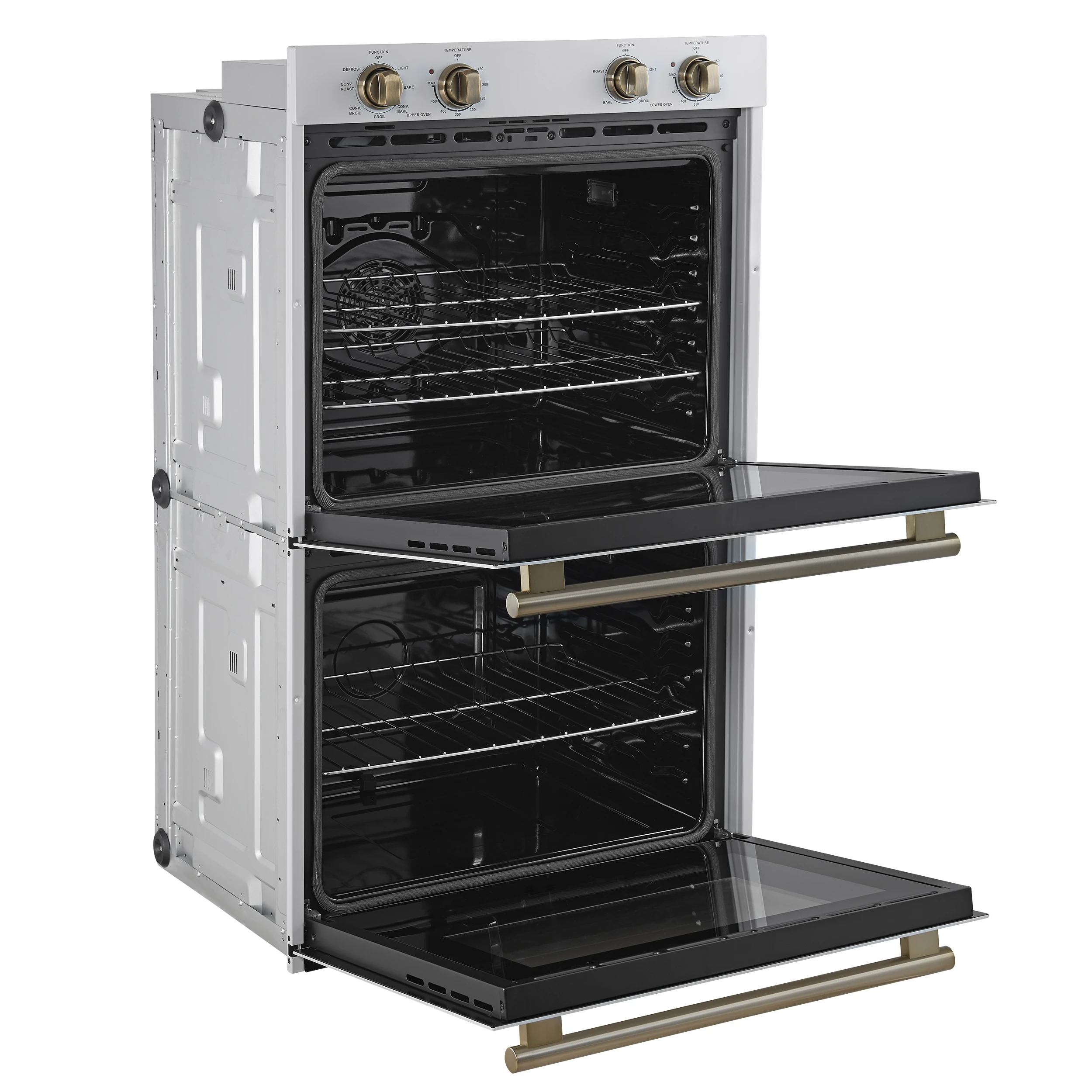 Vomero 30-Inch Double Wall Oven, White, 10 cu.ft Total Capacity, 7100W Convection, Mechanical Controls, Manuel Steam Clean FBOEL132430WHT