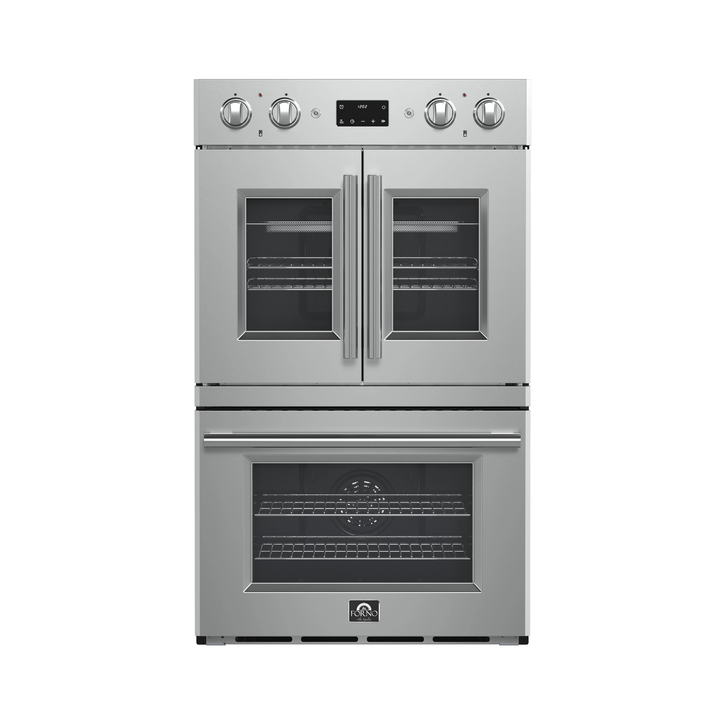 Asti 30-Inch Double Electric Wall Oven with Upper French Doors in Stainless Steel, 7.36 cu. ft. Dual True Convection, 7,200W, Air Fry, Sous Vide, Self-Clean FBOEL134030