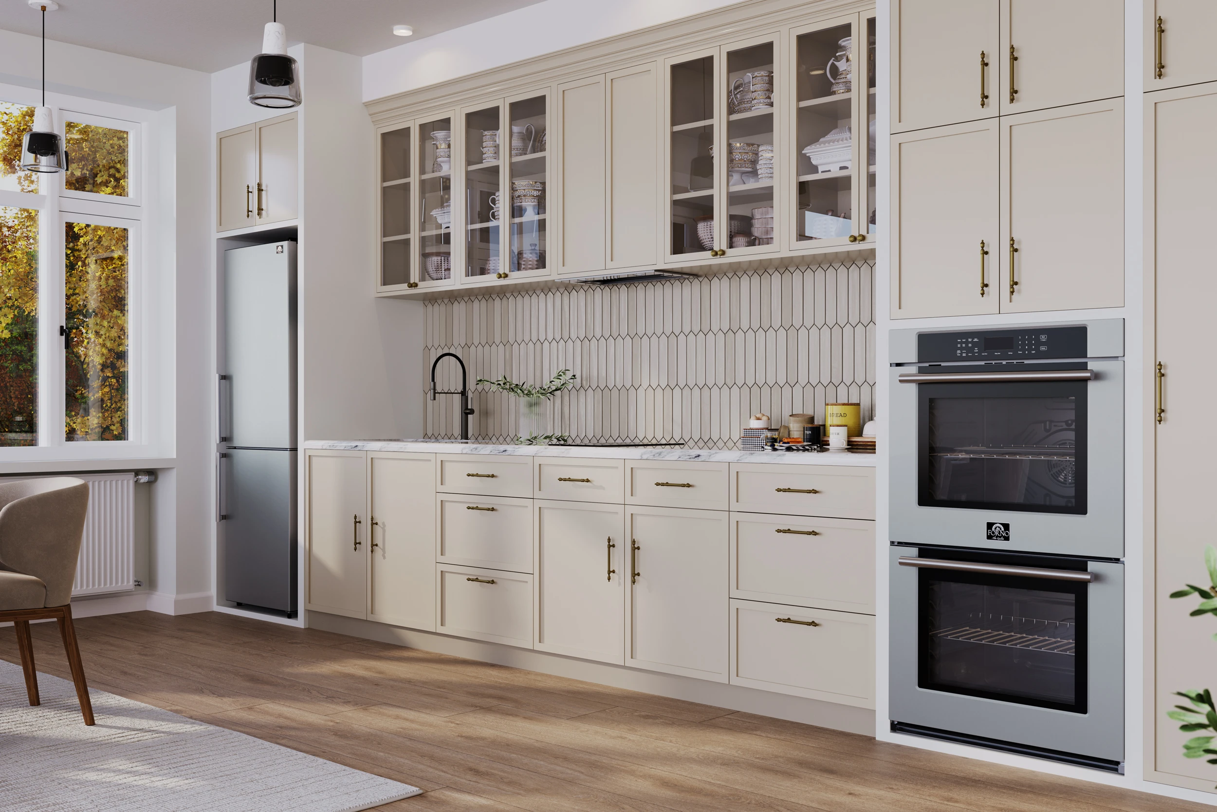 Villarosa 30-Inch Built-In Double Wall Oven, Stainless Steel, Convection Cooking, Touch Control Panel, Self-Cleaning Function FBOEL136530