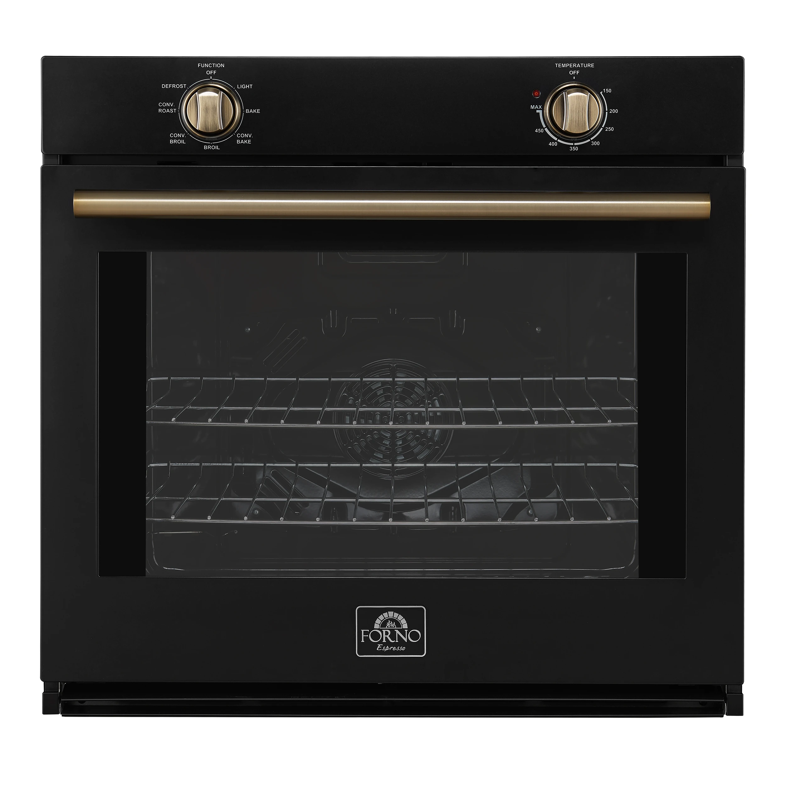 Vomero 30-Inch Wall Oven, Black, 5 cu.ft Capacity, 3550 Watts Convection, Mechanical Controls, Manuel Steam Clean FBOEL137030BLK