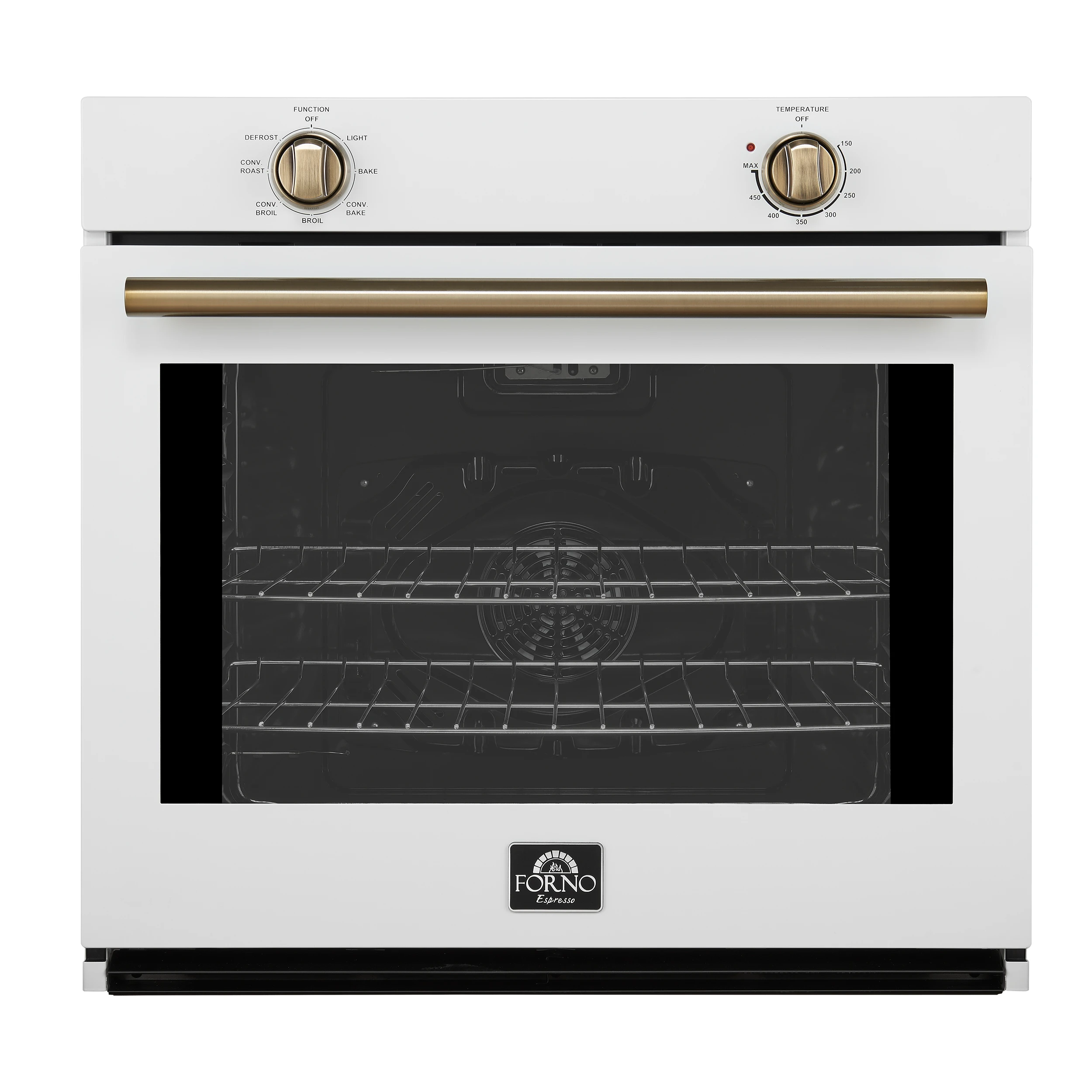Vomero 30-Inch Wall Oven, White, 5 cu.ft Capacity, 3550 Watts Convection, Mechanical Controls, Manuel Steam Clean FBOEL137030WHT