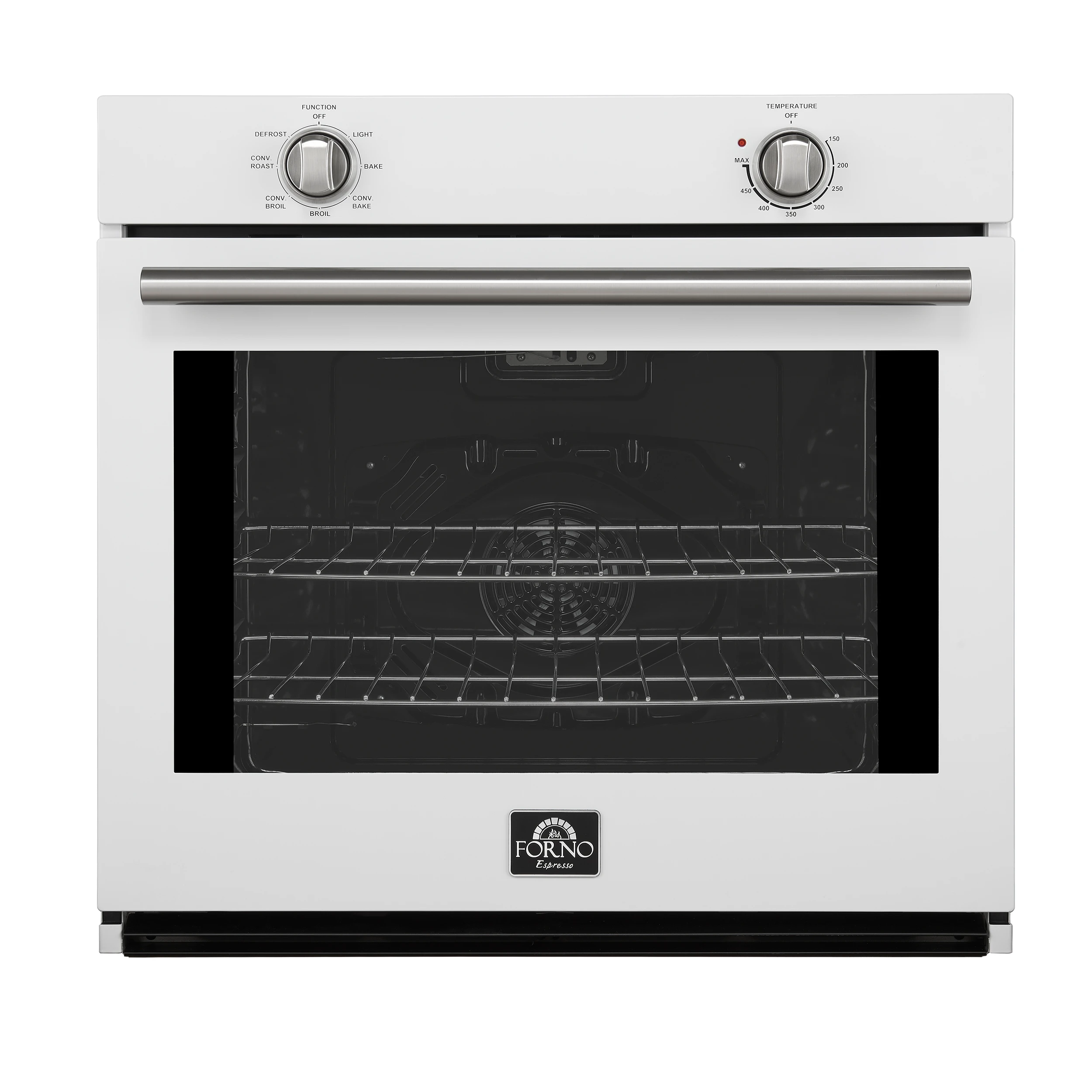 Vomero 30-Inch Wall Oven, White, 5 cu.ft Capacity, 3550 Watts Convection, Mechanical Controls, Manuel Steam Clean FBOEL137030WHT