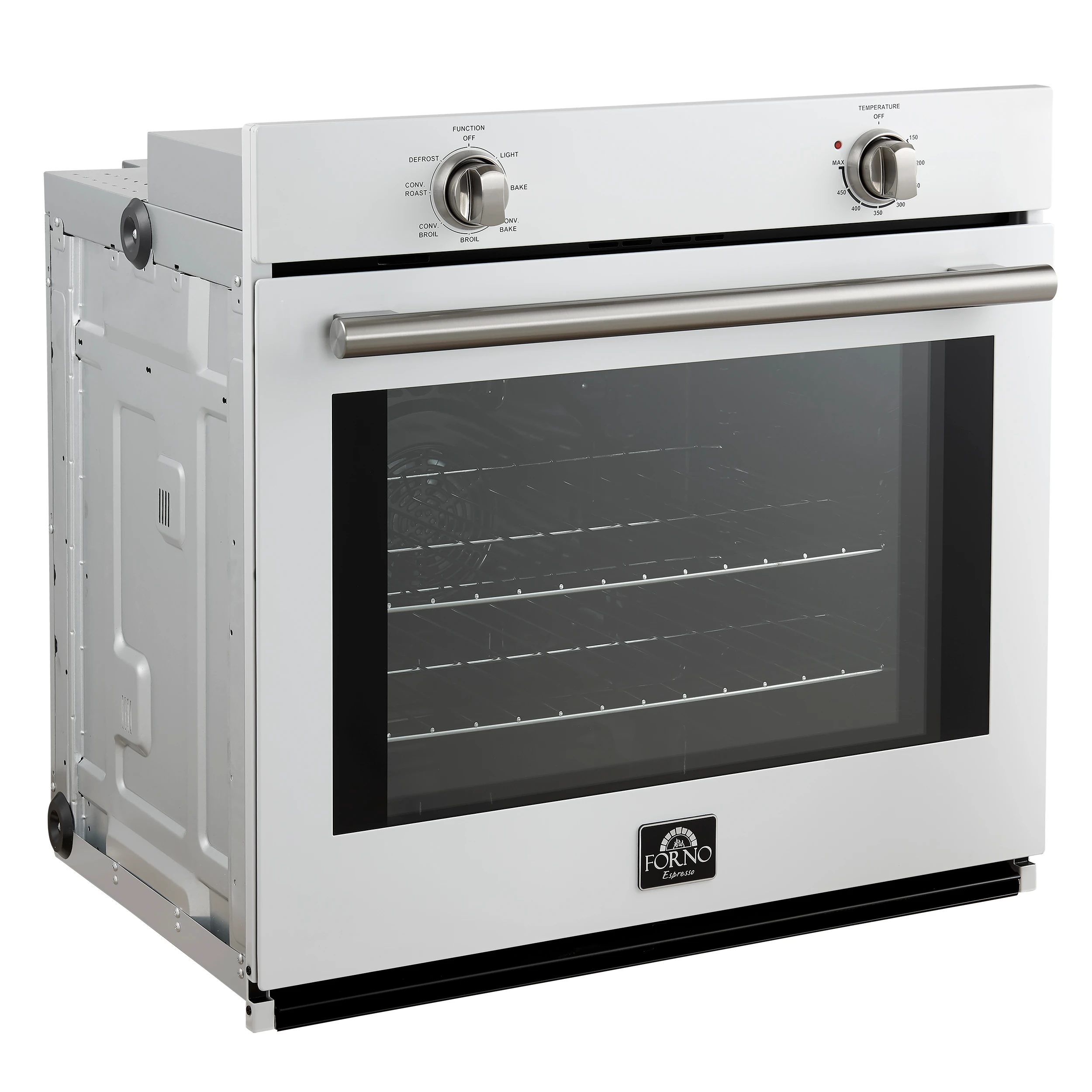 Vomero 30-Inch Wall Oven, White, 5 cu.ft Capacity, 3550 Watts Convection, Mechanical Controls, Manuel Steam Clean FBOEL137030WHT