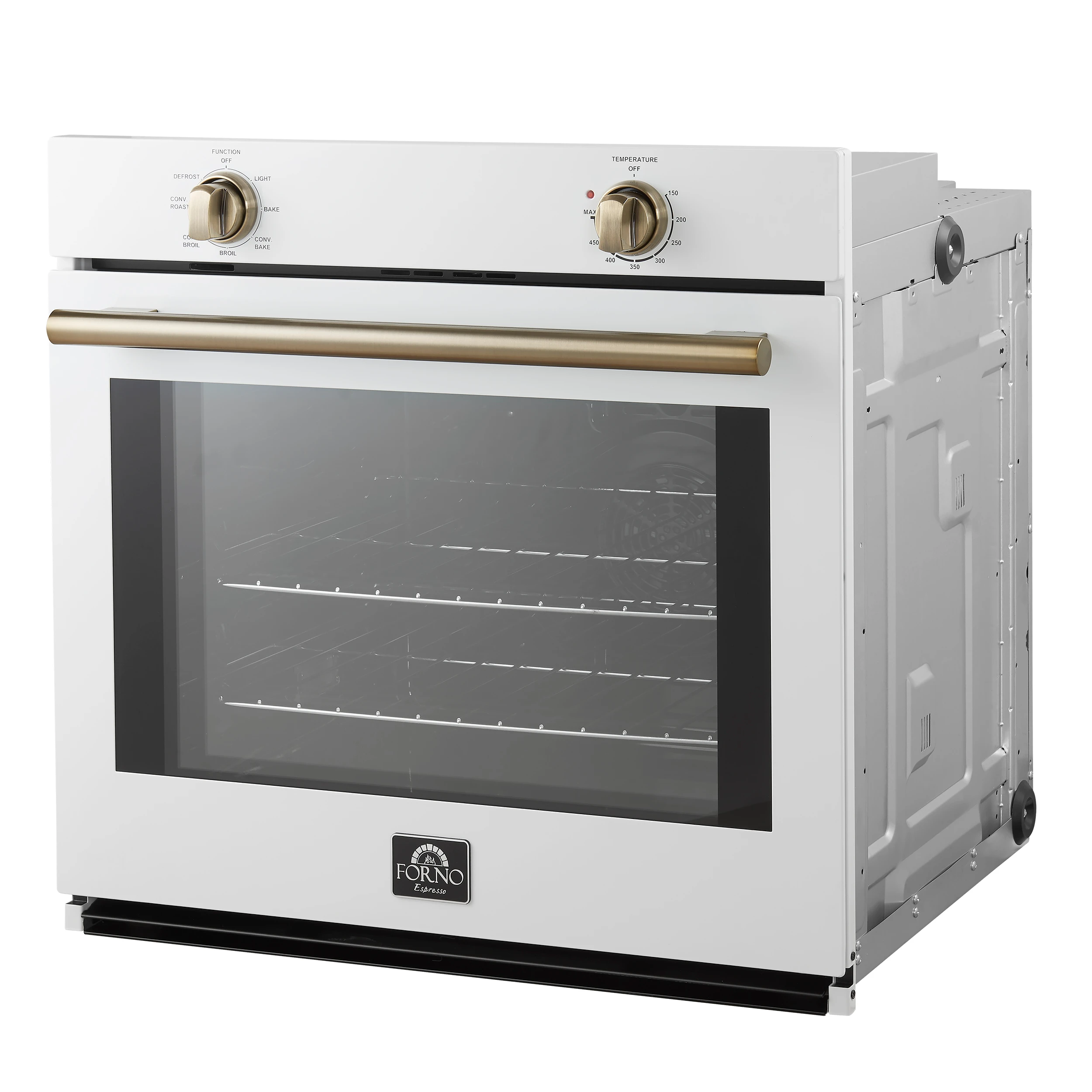Vomero 30-Inch Wall Oven, White, 5 cu.ft Capacity, 3550 Watts Convection, Mechanical Controls, Manuel Steam Clean FBOEL137030WHT