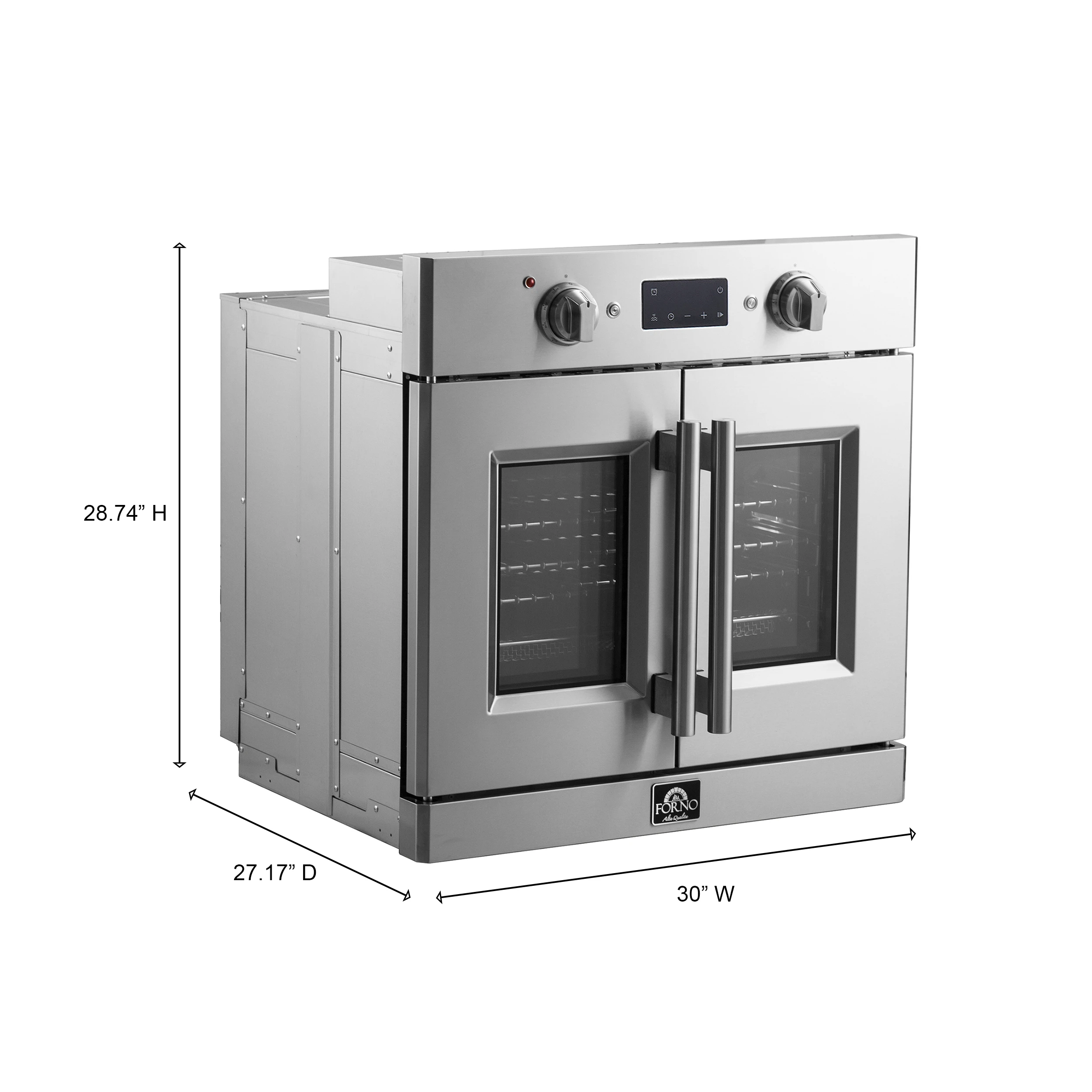Gallico 30-Inch Electric French Door Wall Oven, Stainless Steel, True Convection, Air Fry, Self-Cleaning FBOEL137130