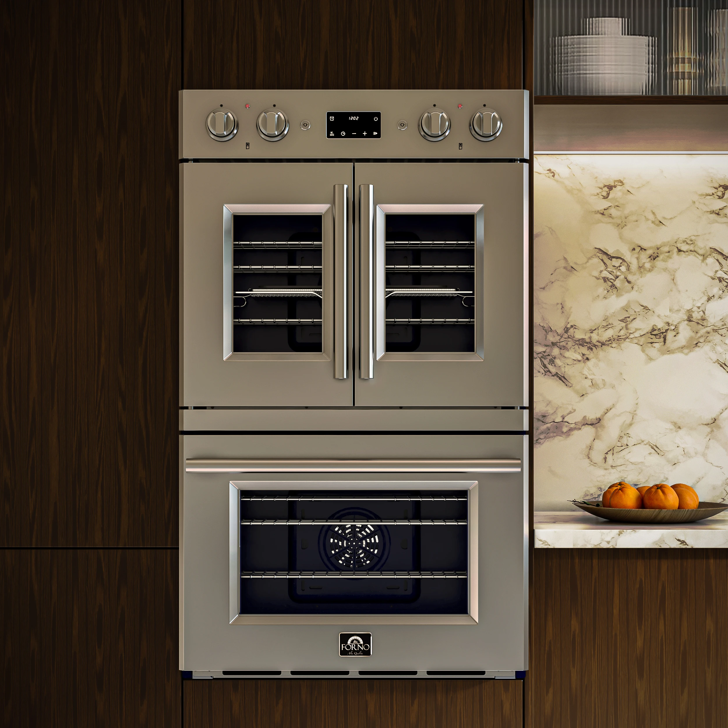 Gallico 30-Inch Electric French Door Double Oven, Stainless Steel, Convection Cooking, Touch Control Panel, Self-Cleaning Function FBOEL138830