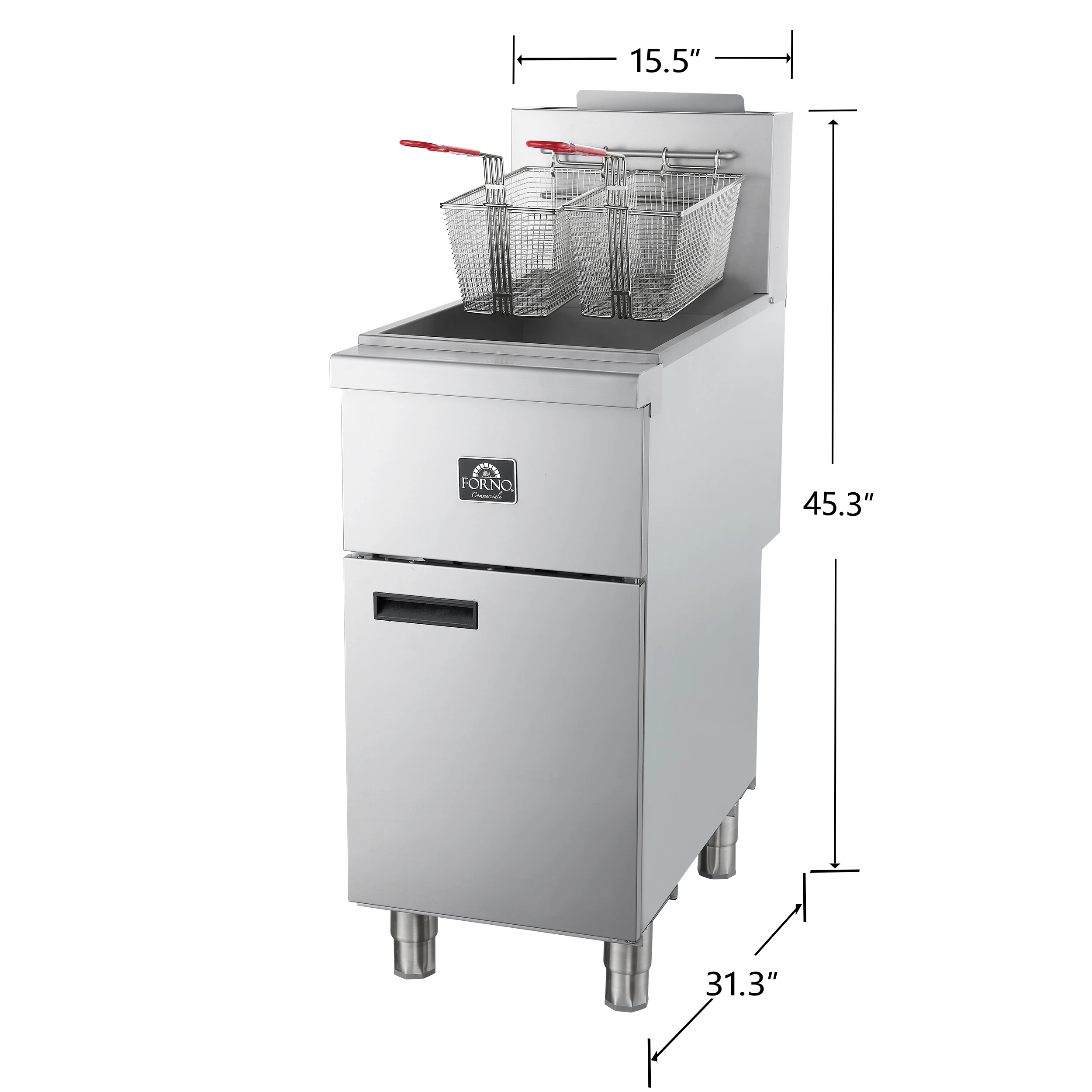 Commerciale Propane Gas Deep Fryer, 3 Burners 90,000 BTU, 40 lbs Oil Capacity FCMGF0016