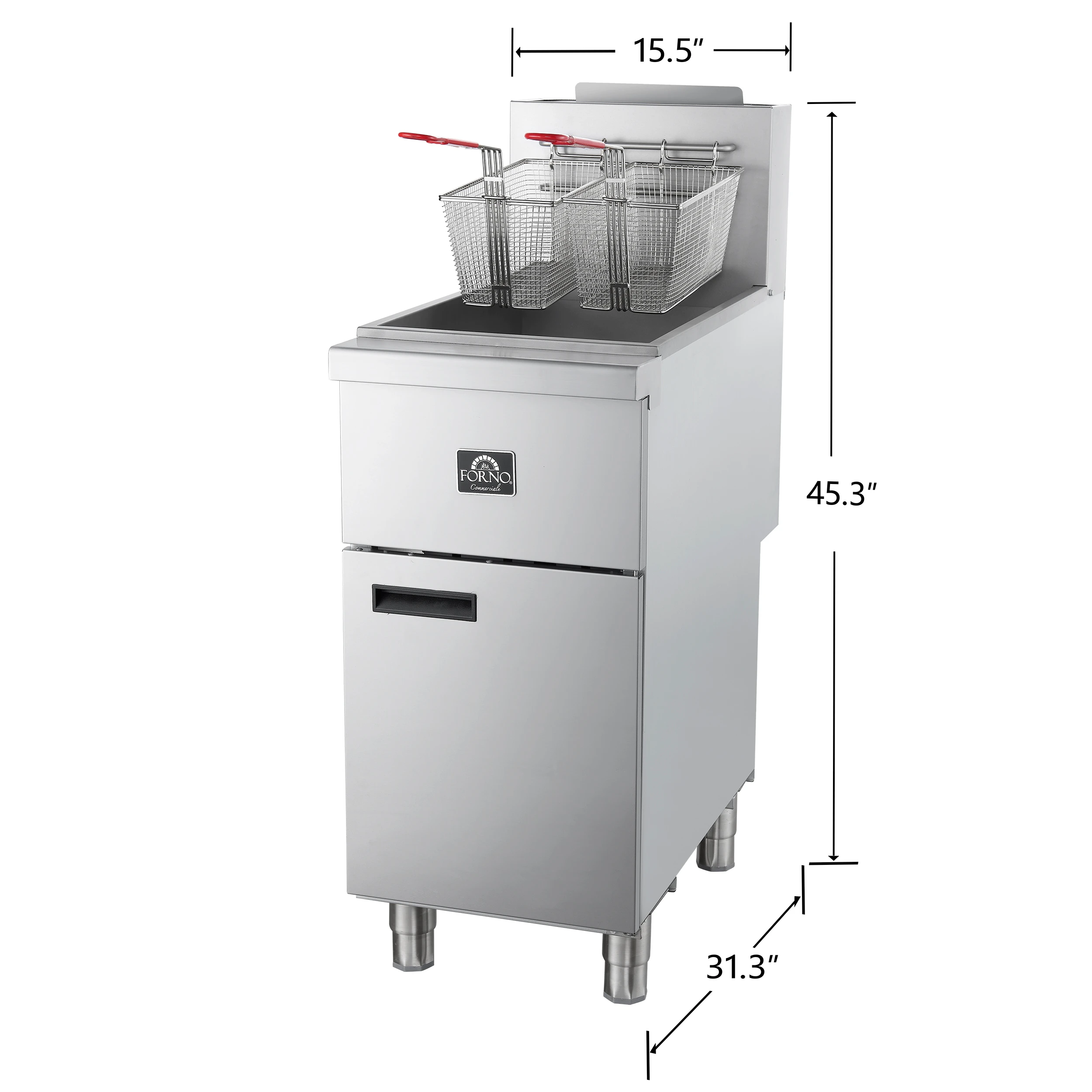 Commerciale Natural Gas Deep Fryer, 4 Burners 120,000 BTU, 50 lbs Oil Capacity FCMGF0023