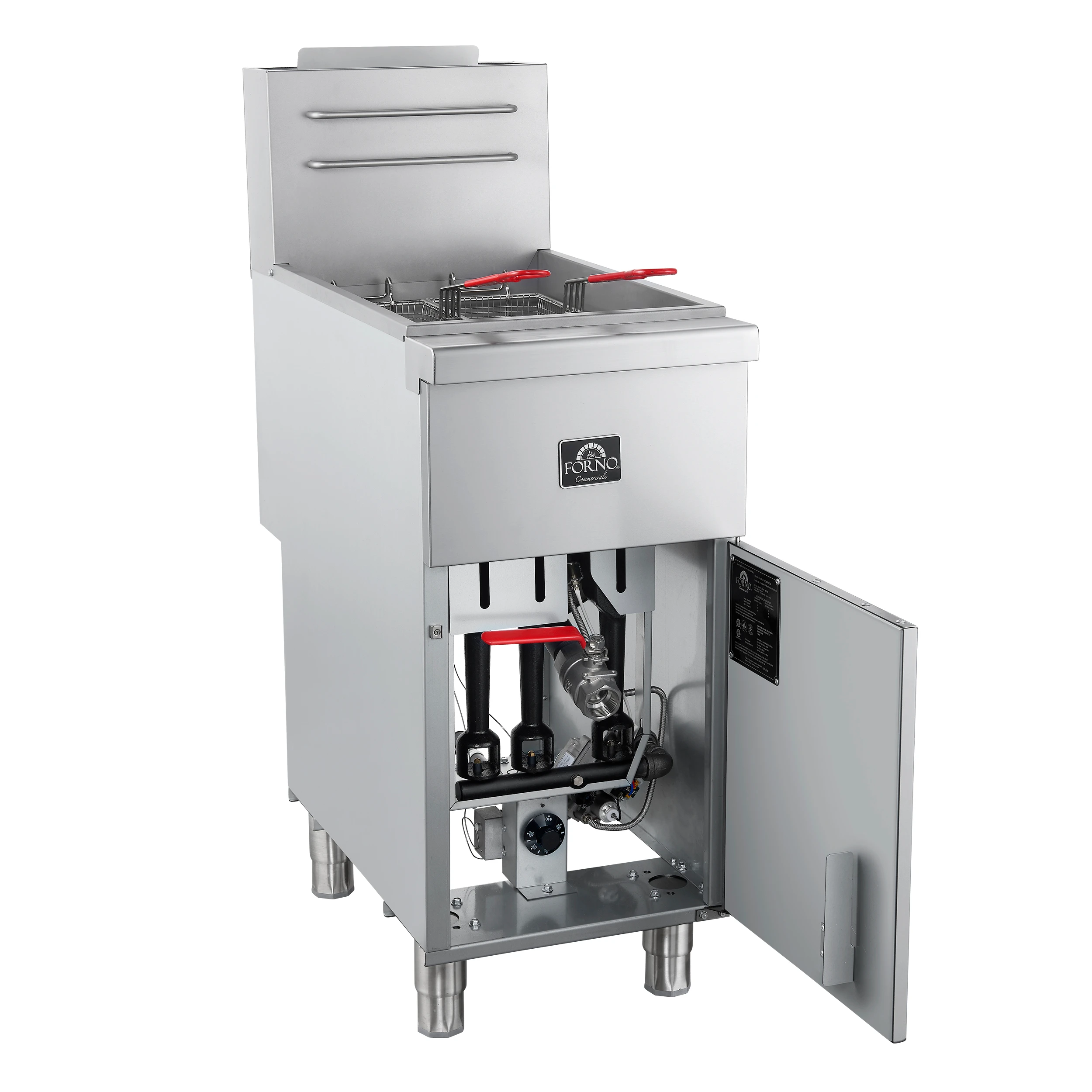 Commerciale Propane Gas Deep Fryer, 4 Burners 120,000 BTU, 50 lbs Oil Capacity, Millivolt Control FCMGF0030