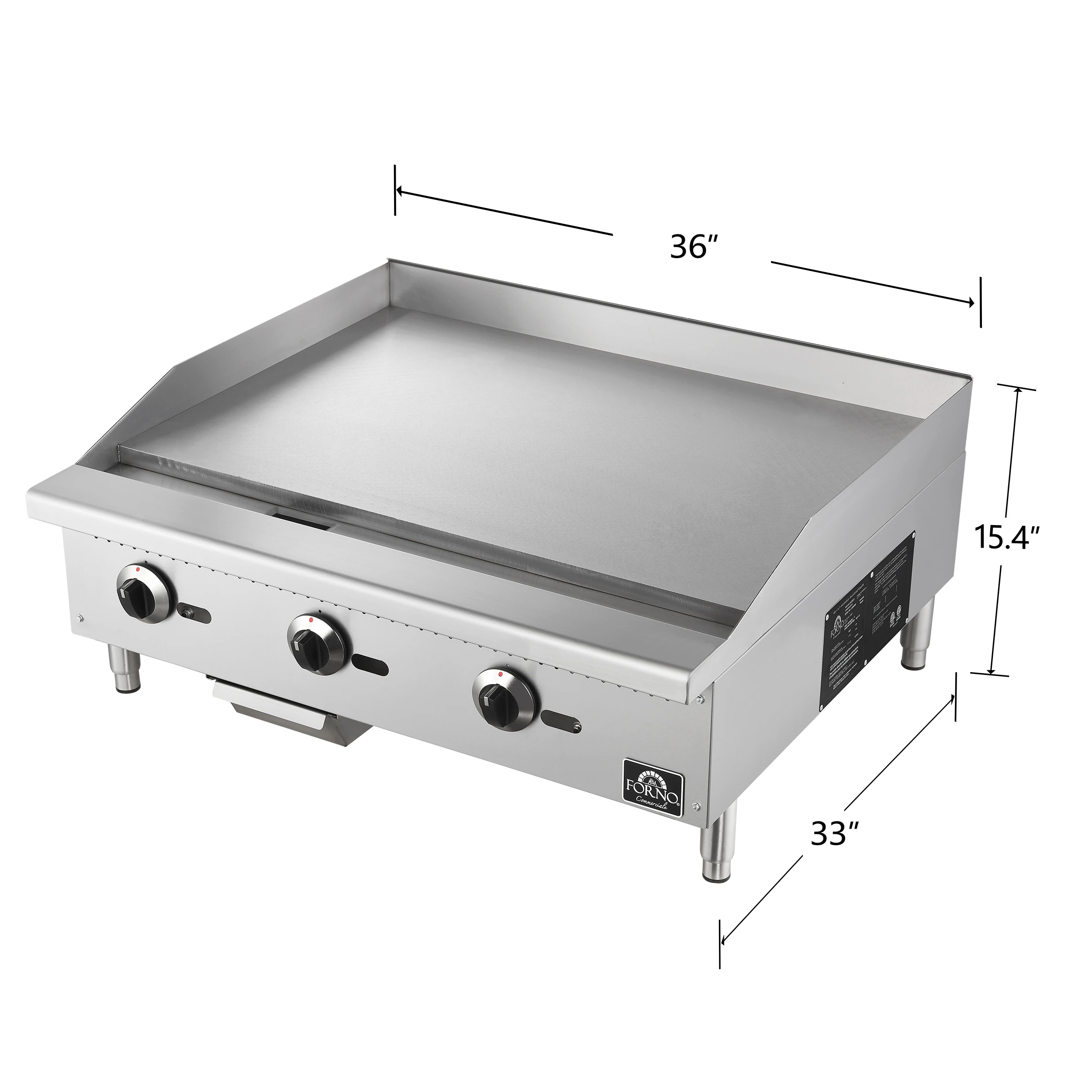 Commerciale 36 Inch Gas Griddle, 3 Burners FCMGG005536