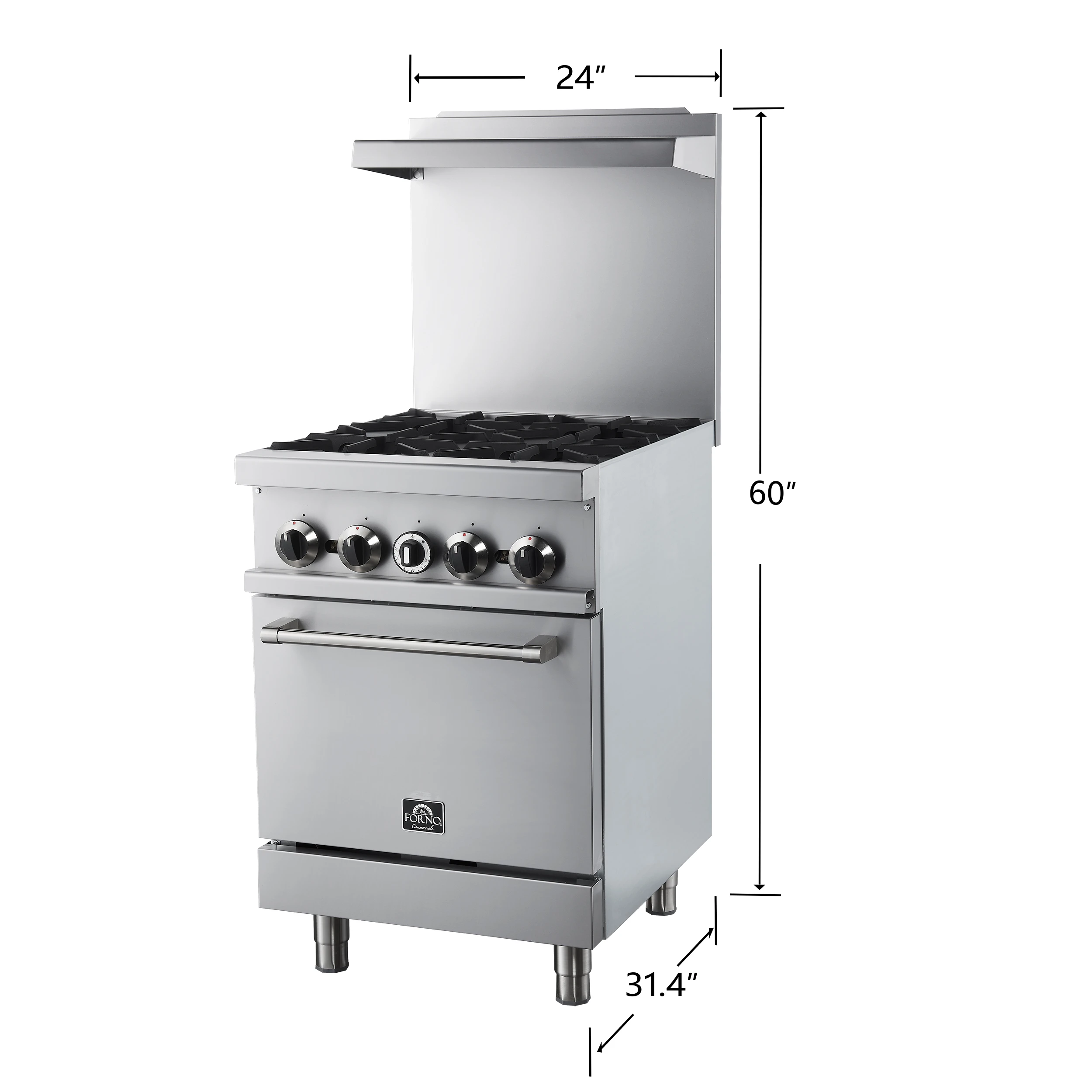 Commerciale 24 Inch Gas Range with 4 Burners FCMGR009324