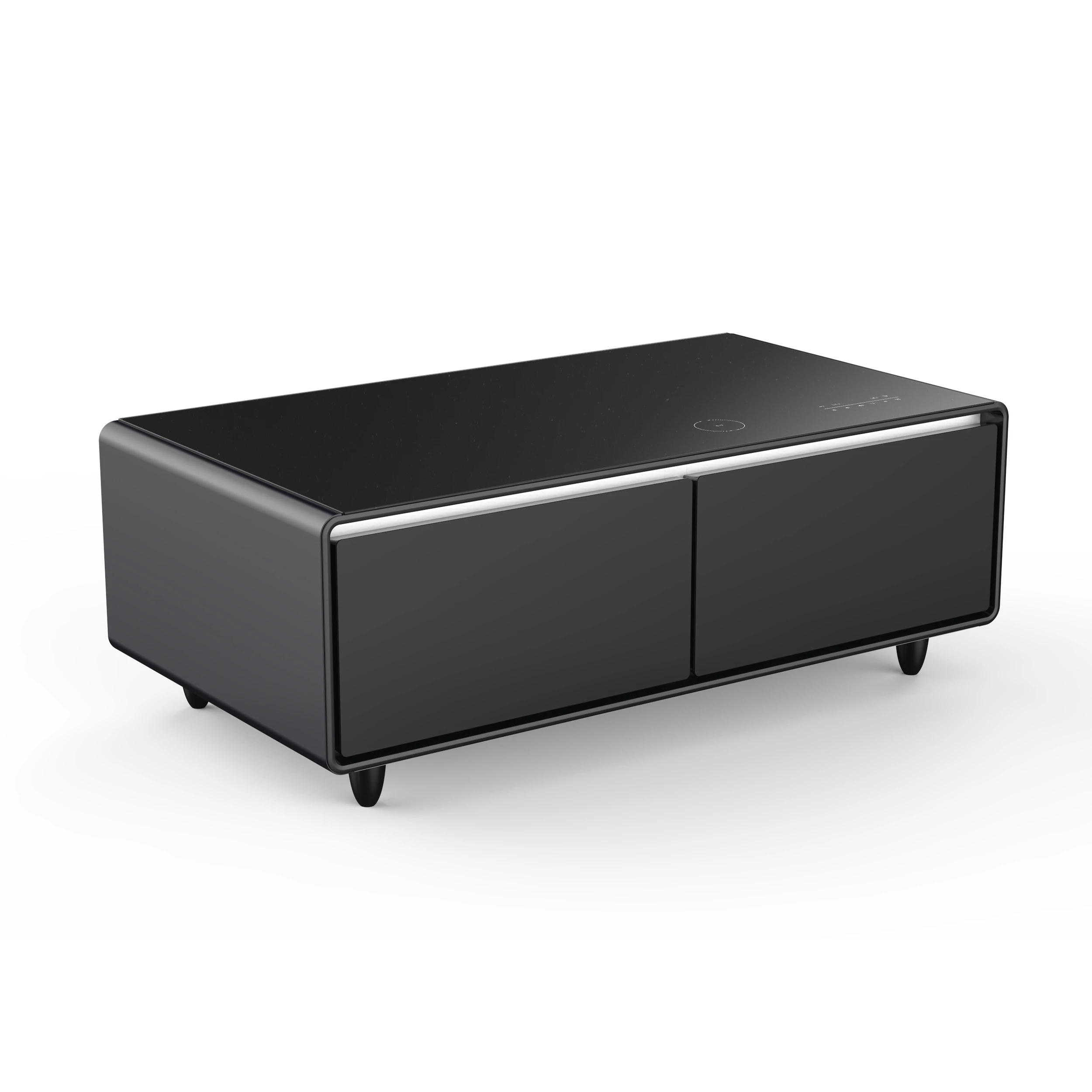 Evoluto Tavolo 51-Inch Black Smart Coffee Table – Dual Refrigerator Drawers, Bluetooth 5.0 Audio, Wireless Charging & RGB Ambient Light FCTFR700651BLK