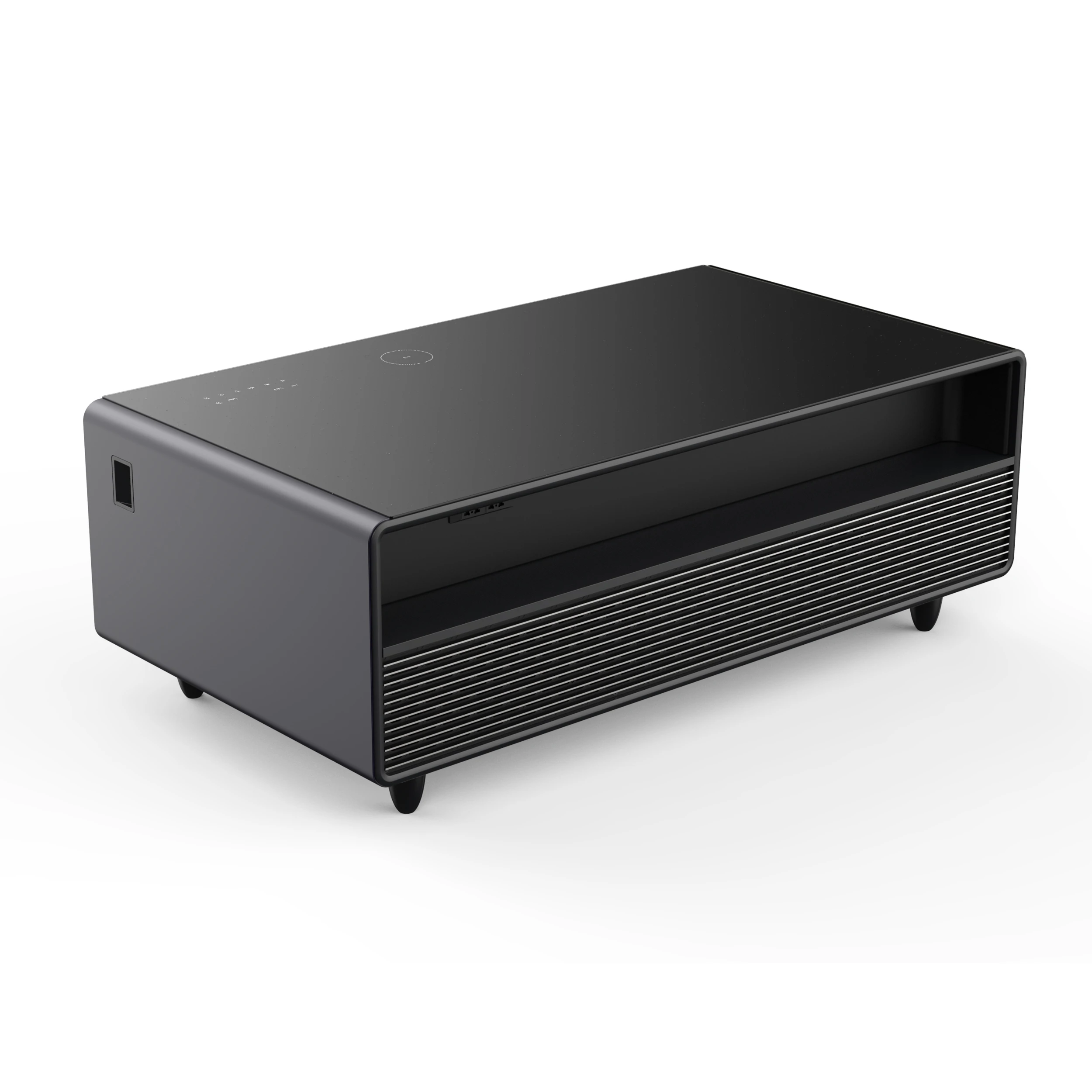 Evoluto Tavolo 51-Inch Black Smart Coffee Table – Dual Refrigerator Drawers, Bluetooth 5.0 Audio, Wireless Charging & RGB Ambient Light FCTFR700651BLK