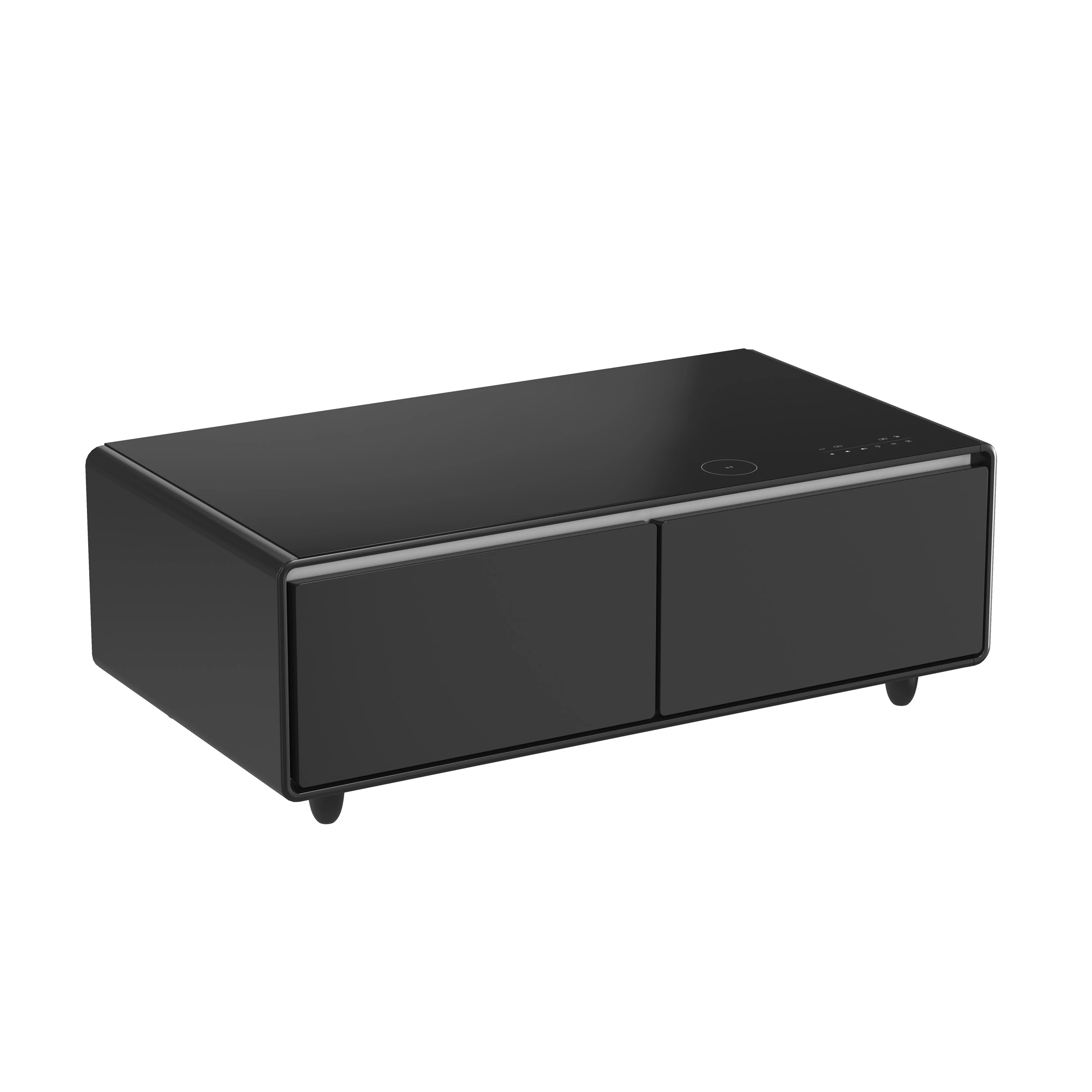 Evoluto Tavolo 51-Inch Black Smart Coffee Table – Dual Refrigerator Drawers, Bluetooth 5.0 Audio, Wireless Charging & RGB Ambient Light FCTFR700651BLK