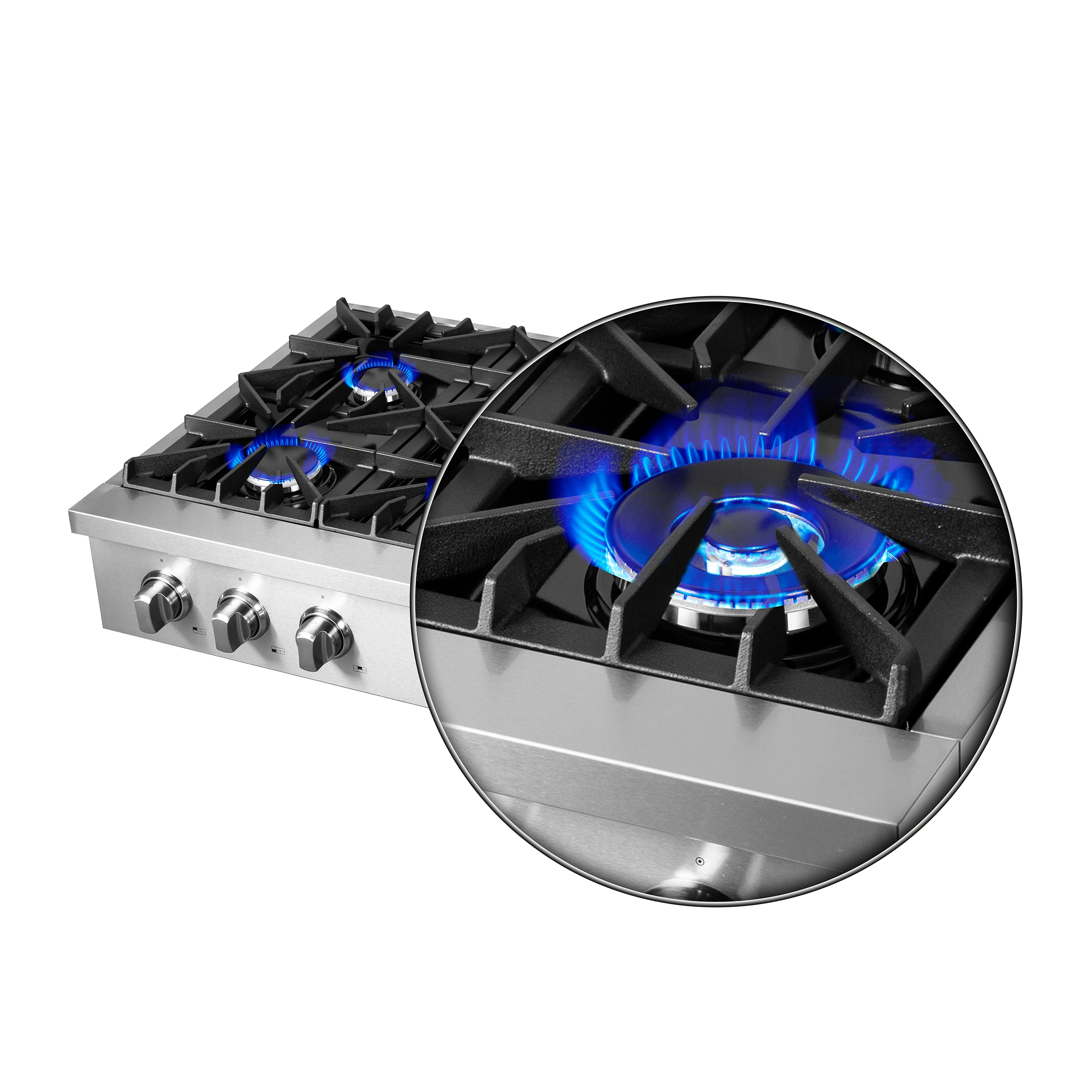 Cossato Alta Qualita 36-Inch Pro-Style Gas Rangetop, Stainless Steel, 6 Sealed Burners, 83,000 BTU Total Output, Continuous Cast Iron Grates FCTGS573736