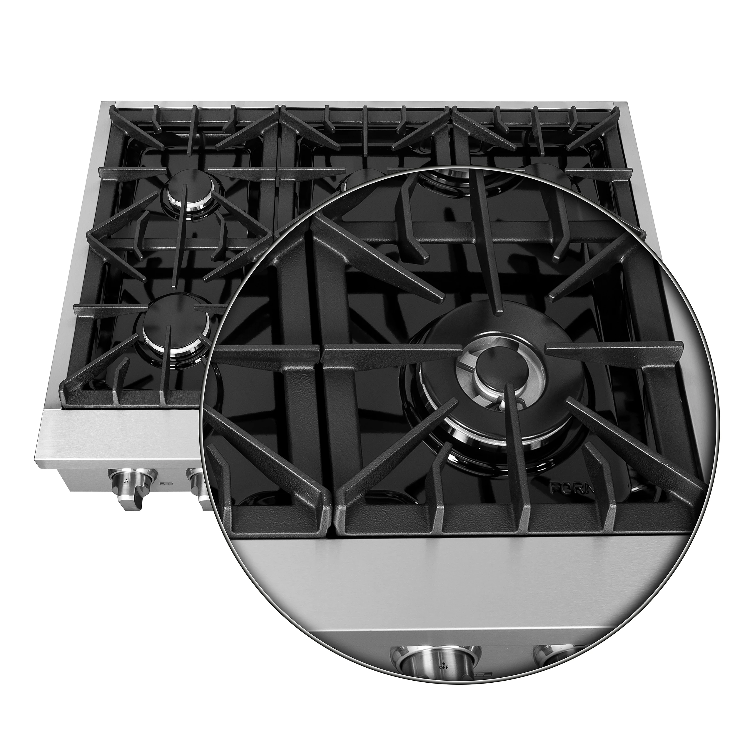 Cossato Alta Qualita 36-Inch Pro-Style Gas Rangetop, Stainless Steel, 6 Sealed Burners, 83,000 BTU Total Output, Continuous Cast Iron Grates FCTGS573736