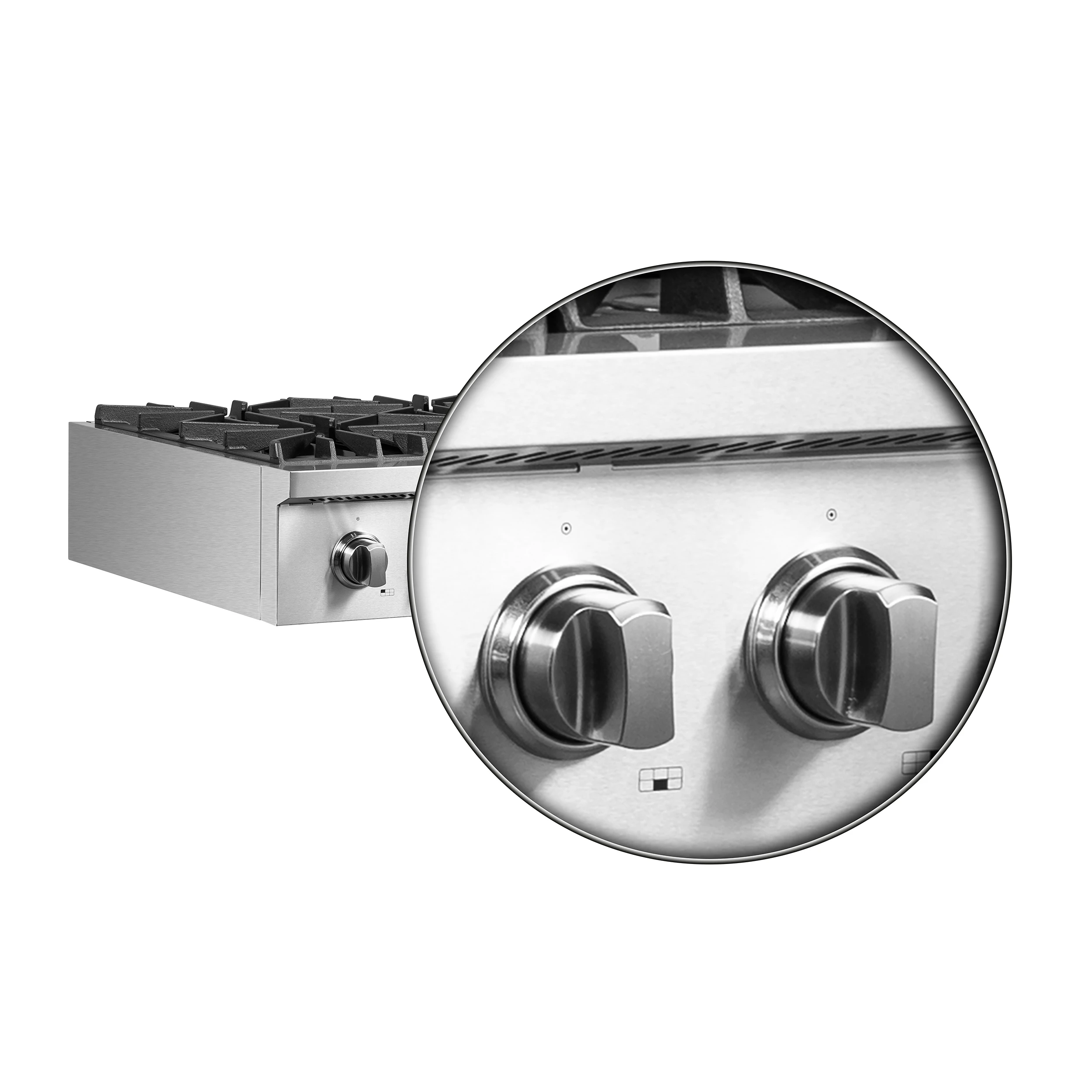 Cossato Alta Qualita 36-Inch Pro-Style Gas Rangetop, Stainless Steel, 6 Sealed Burners, 83,000 BTU Total Output, Continuous Cast Iron Grates FCTGS573736