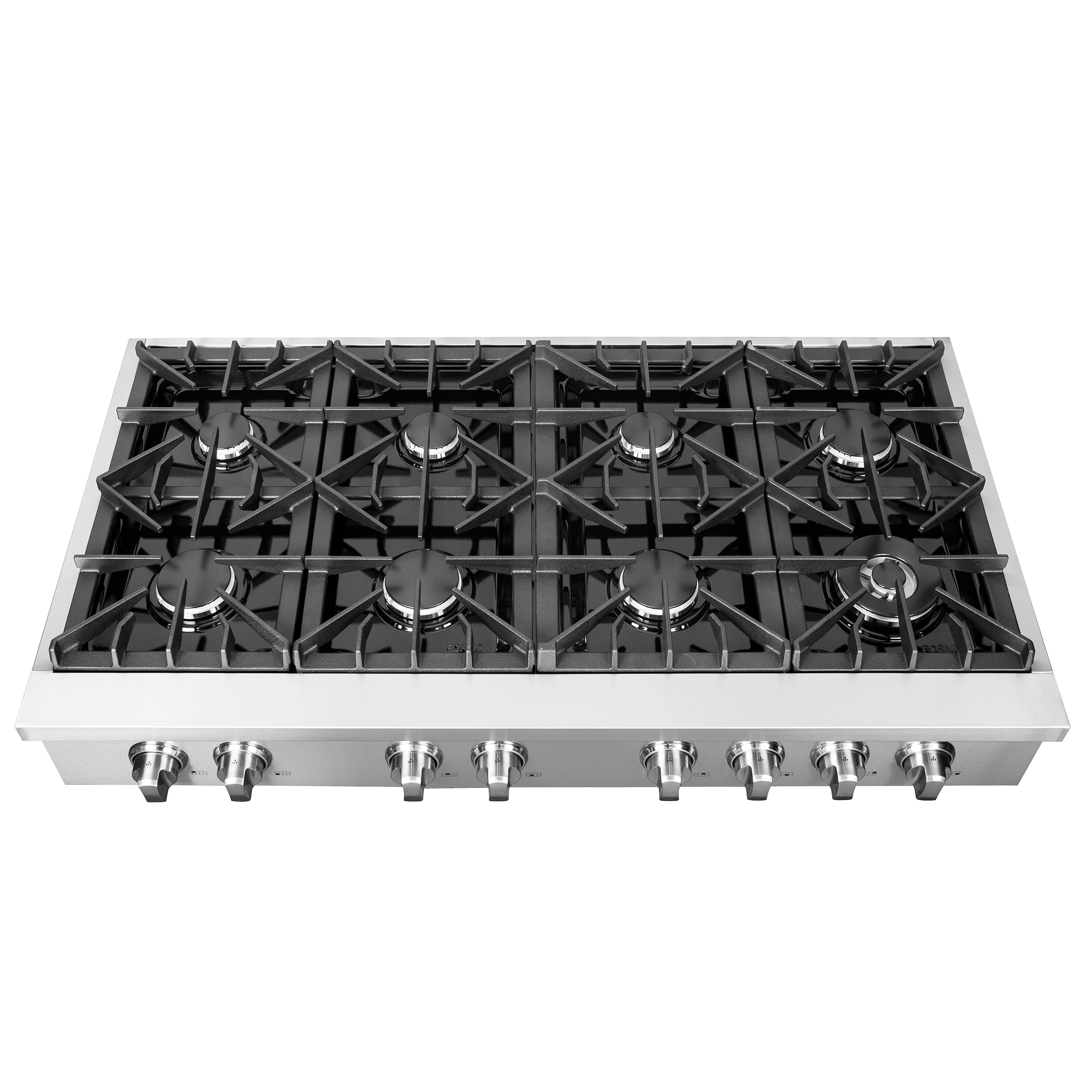 Cossato Alta Qualita 48-Inch Pro-Style Gas Rangetop, Stainless Steel, 8 Sealed Burners, 107,000 BTU Total Output, Continuous Cast Iron Grates FCTGS573748