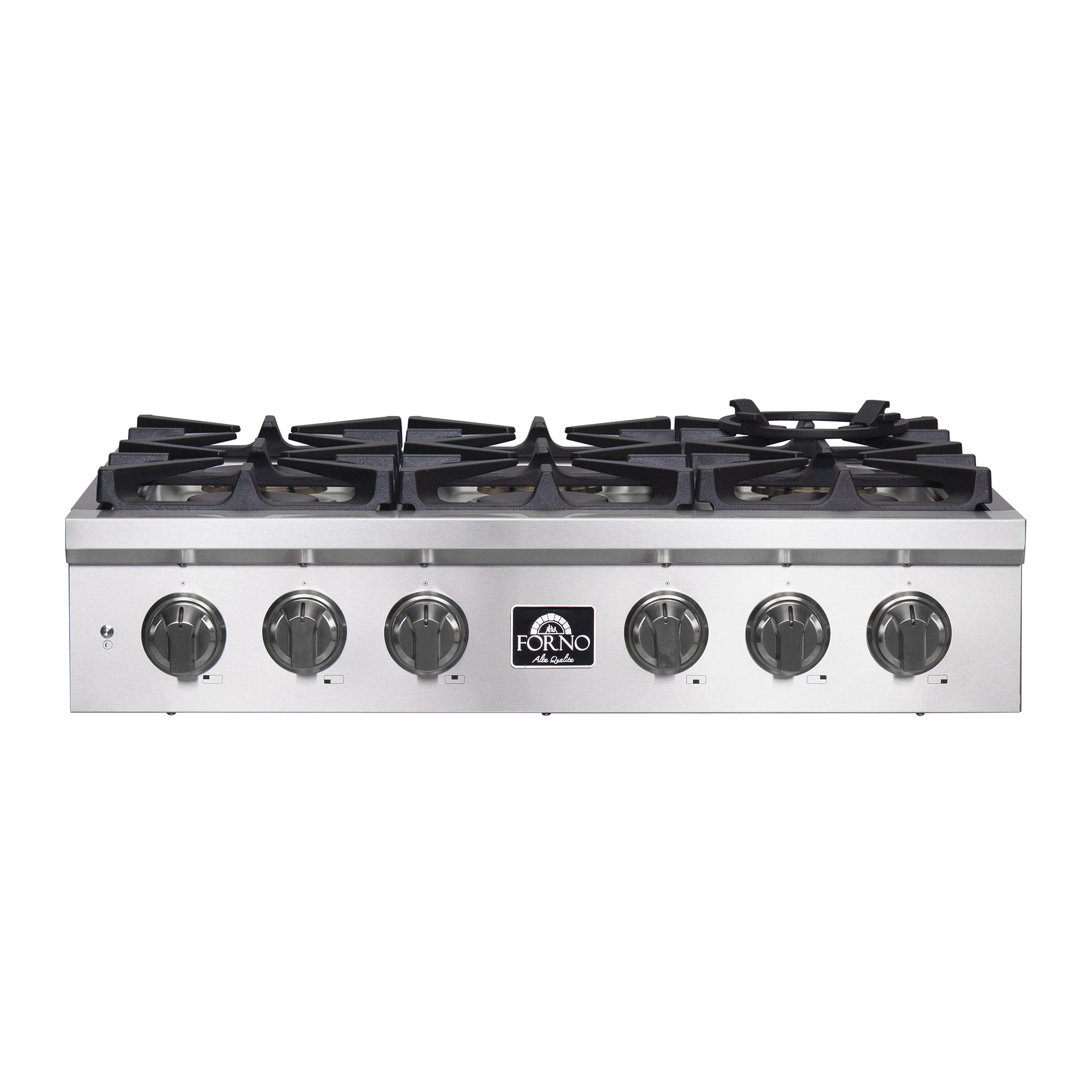 Spezia Alta Qualita 36-Inch Pro-Style Gas Rangetop, Stainless Steel, 6 Sealed Burners, Continuous Cast Iron Grates, High Heat Output FCTGS575136