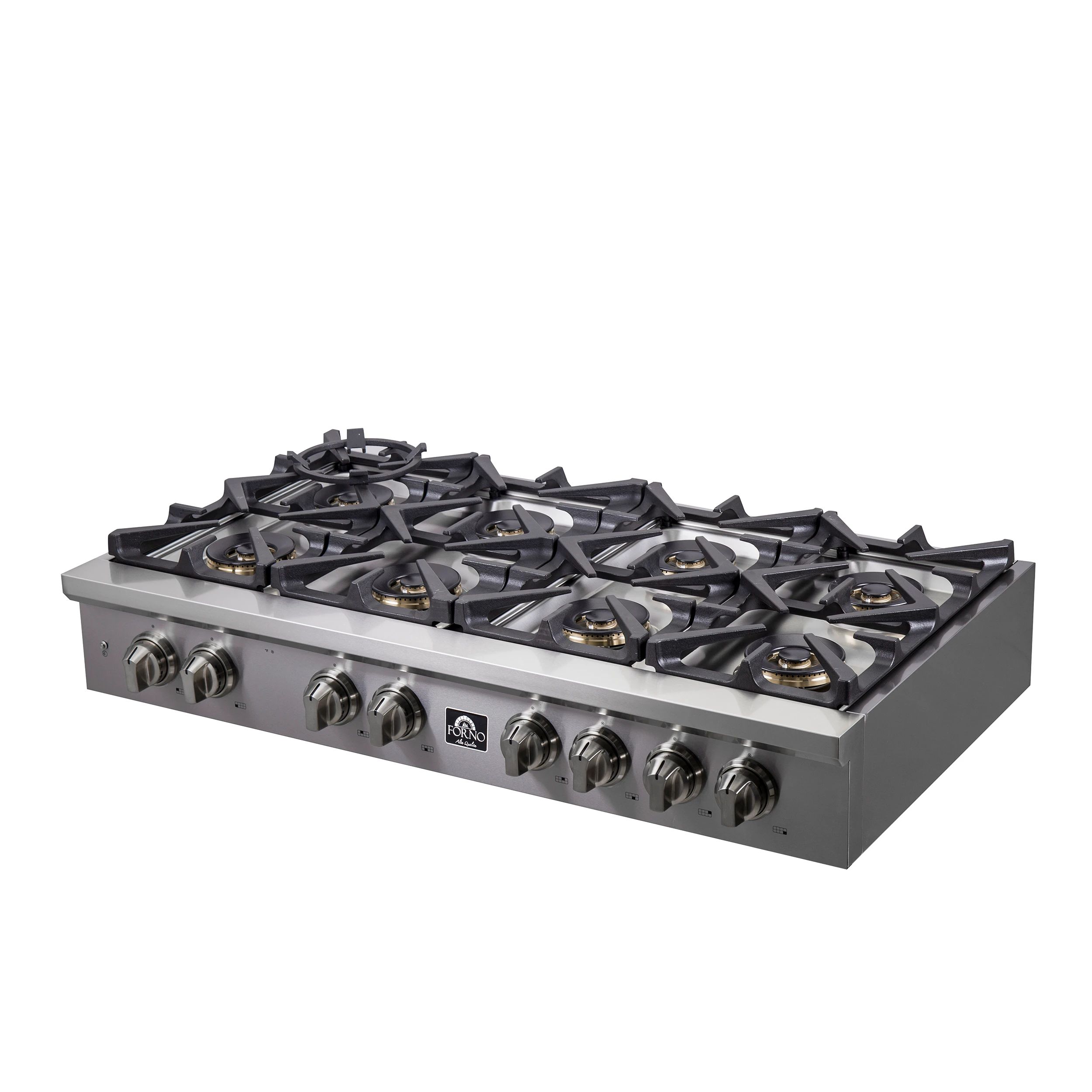Spezia Alta Qualita 48-Inch Pro-Style Gas Rangetop, Stainless Steel, 8 Sealed Burners, Continuous Cast Iron Grates, High Heat Output FCTGS575148