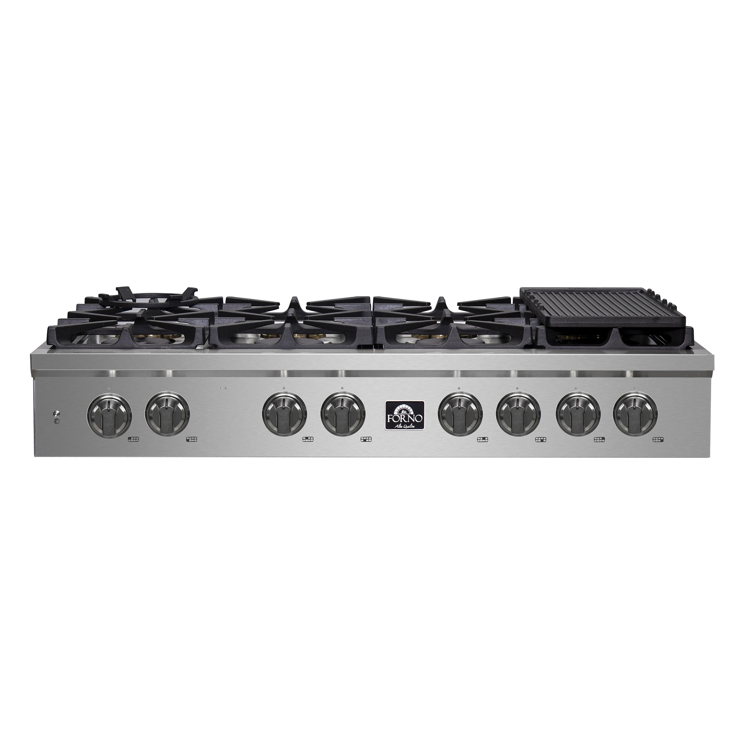 Spezia Alta Qualita 48-Inch Pro-Style Gas Rangetop, Stainless Steel, 8 Sealed Burners, Continuous Cast Iron Grates, High Heat Output FCTGS575148