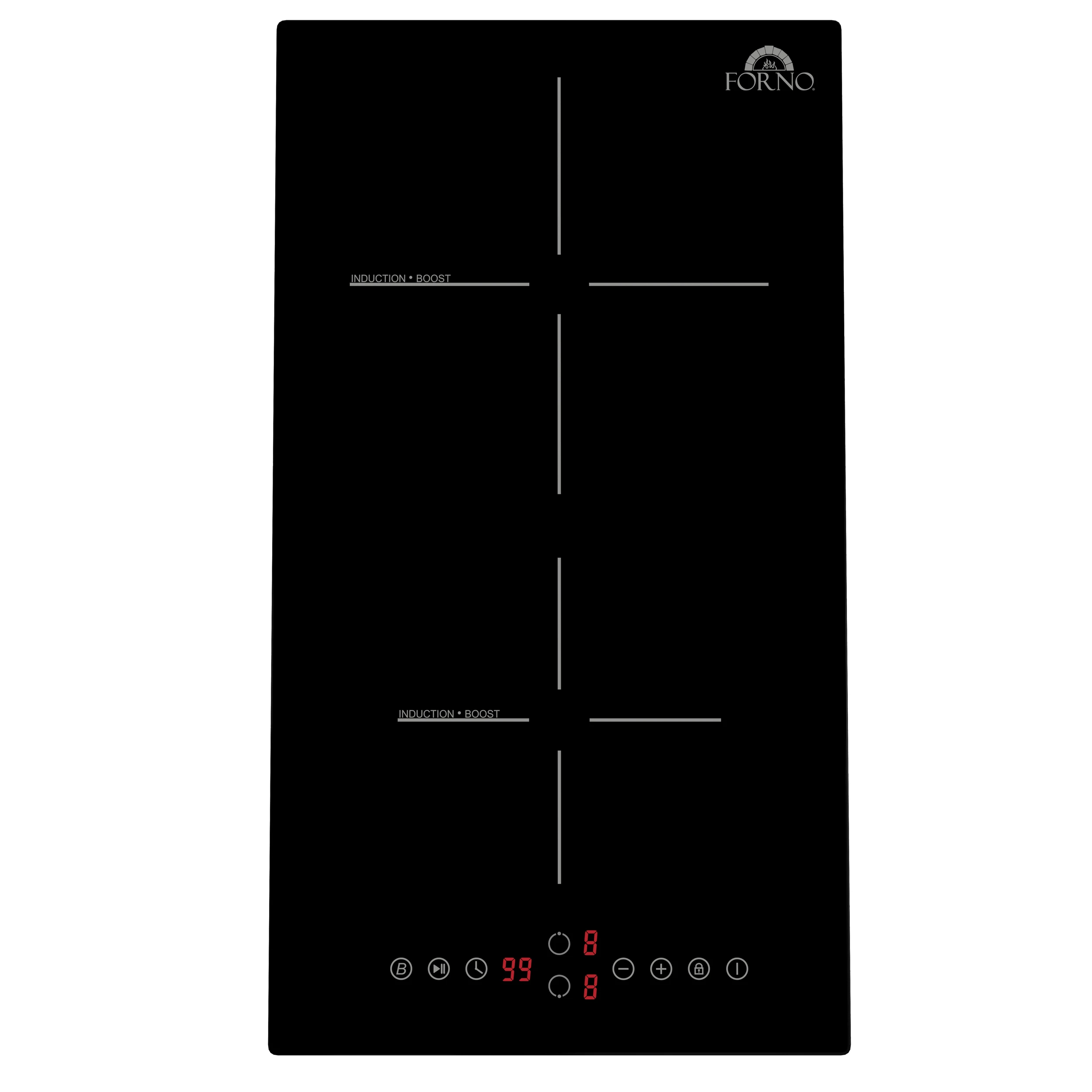 Parco 12-Inch Induction Cooktop, 2 Zones, 3,600W Total Power, Touch Control, 9 Power Levels, Booster Function FCTIN058312