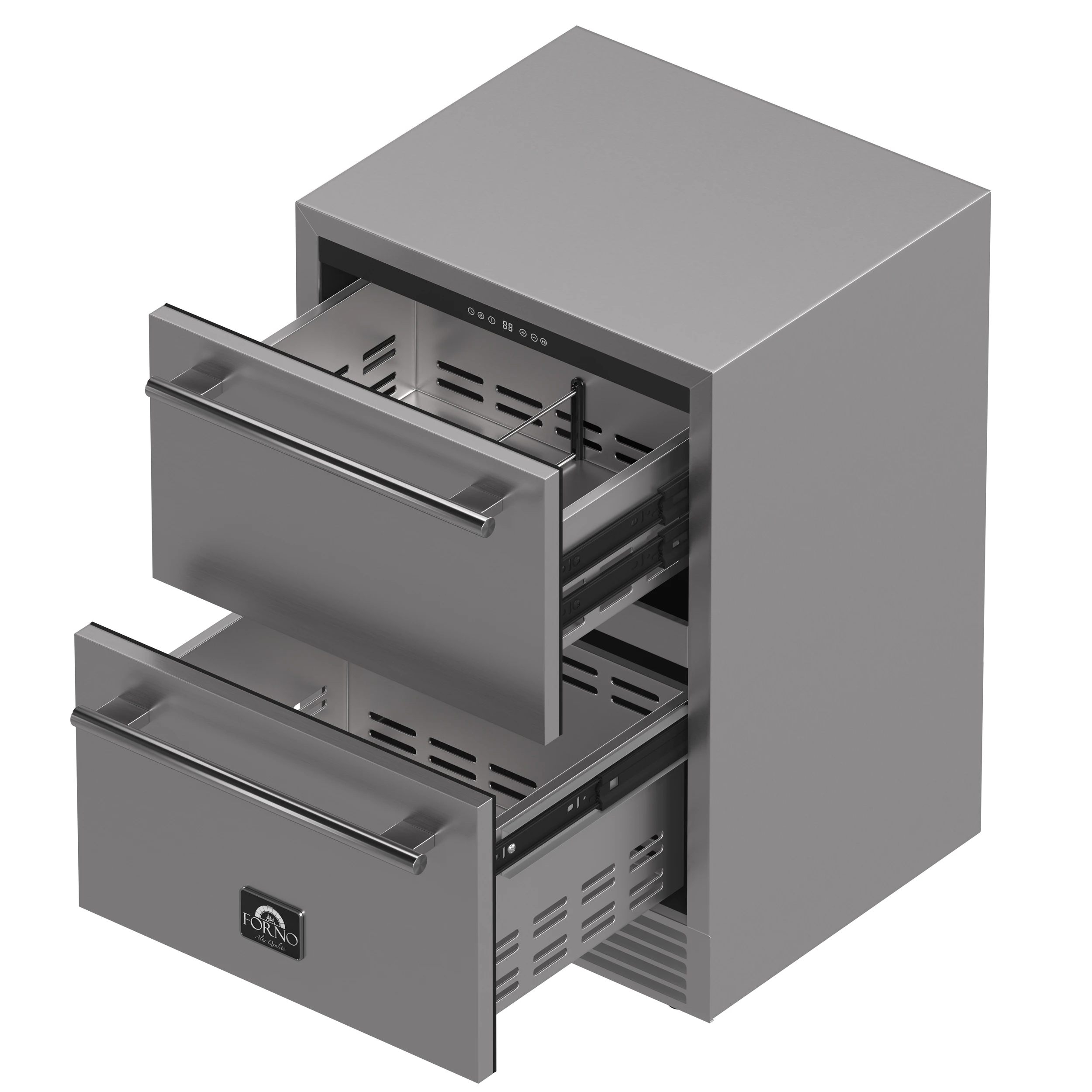 Como 24-Inch Indoor Outdoor Drawer Refrigerator, 4.87 cu.ft, Stainless Steel Interior, Adjustable Shelves, LED Lighting FDROD161124S