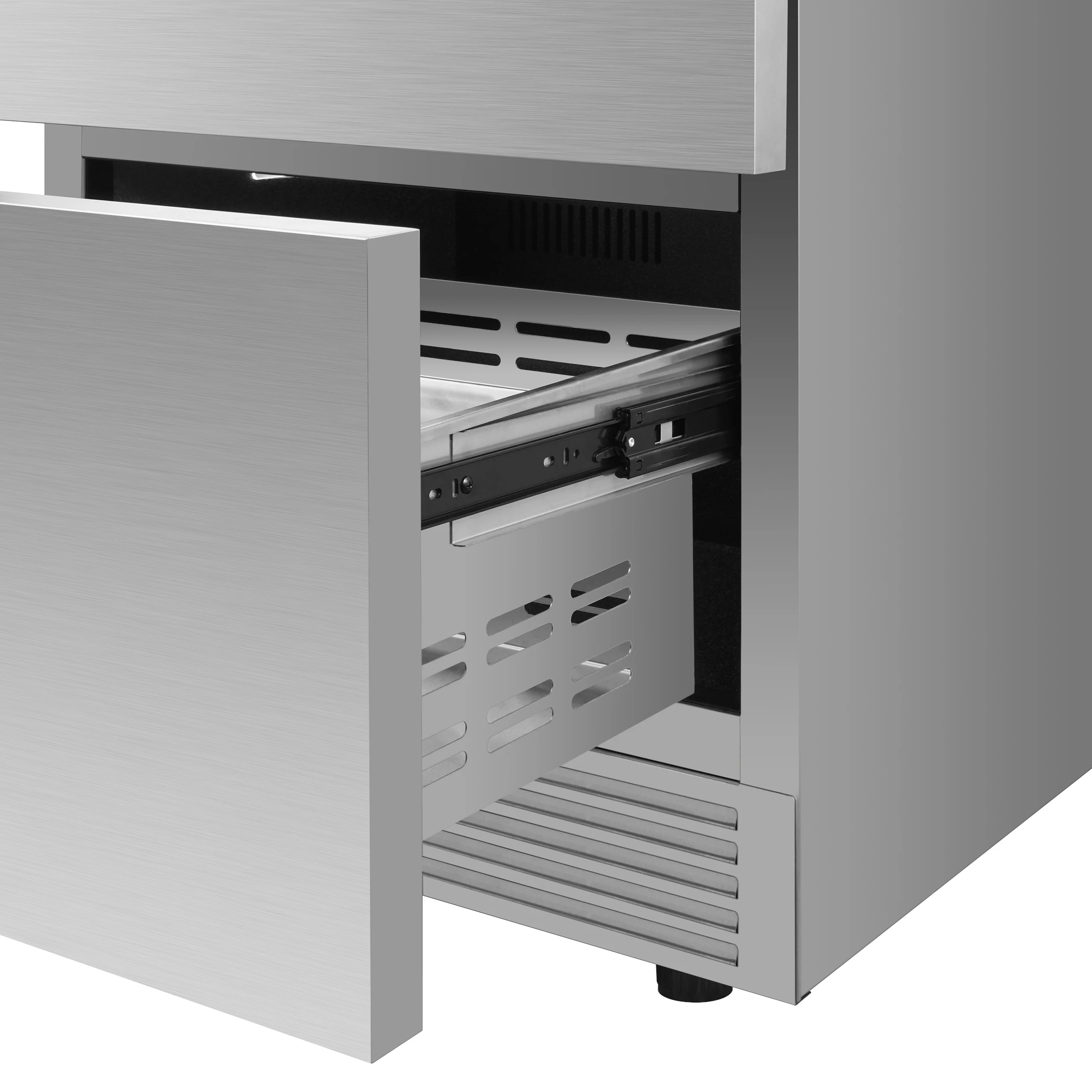 Como 24-Inch Indoor Outdoor Drawer Refrigerator, 4.87 cu.ft, Stainless Steel Interior, Adjustable Shelves, LED Lighting FDROD161124S