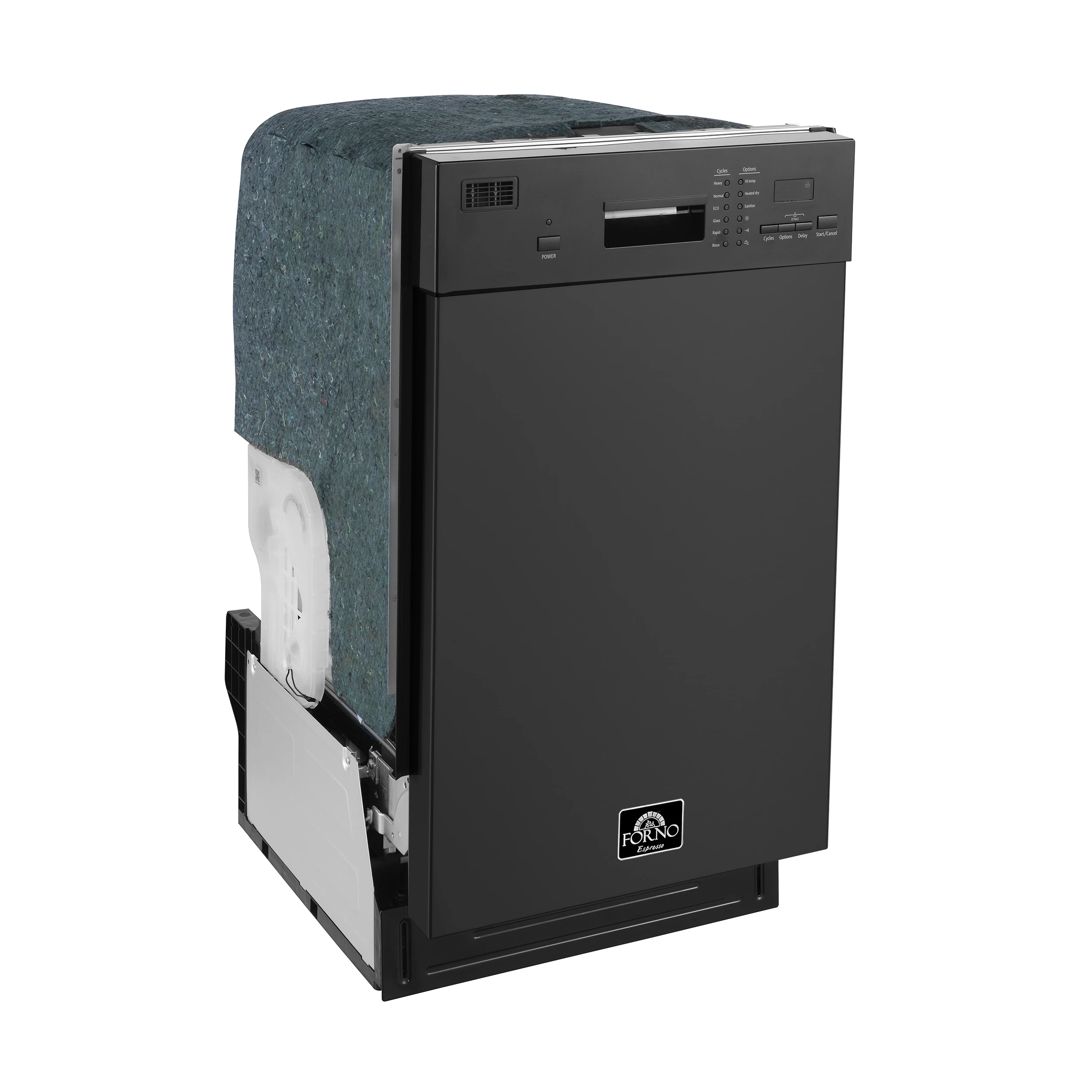 Polo 18-Inch Built-In Black Dishwasher, 8 Place Settings, ENERGY STAR Certified, 52 dBA FDWBI804118BLK