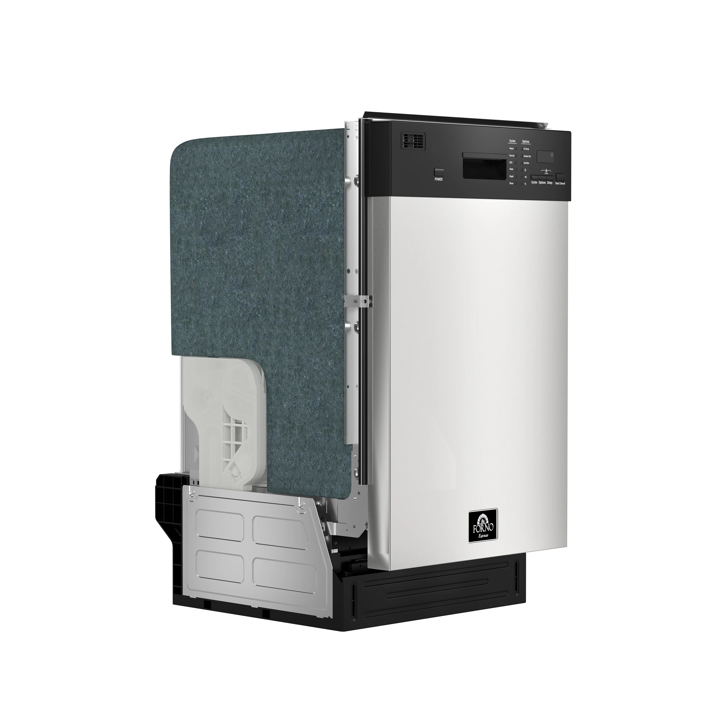 Polo 18-Inch Built-In Stainless Steel Dishwasher, 8 Place Settings, ENERGY STAR Certified, 52 dBA FDWBI804118S