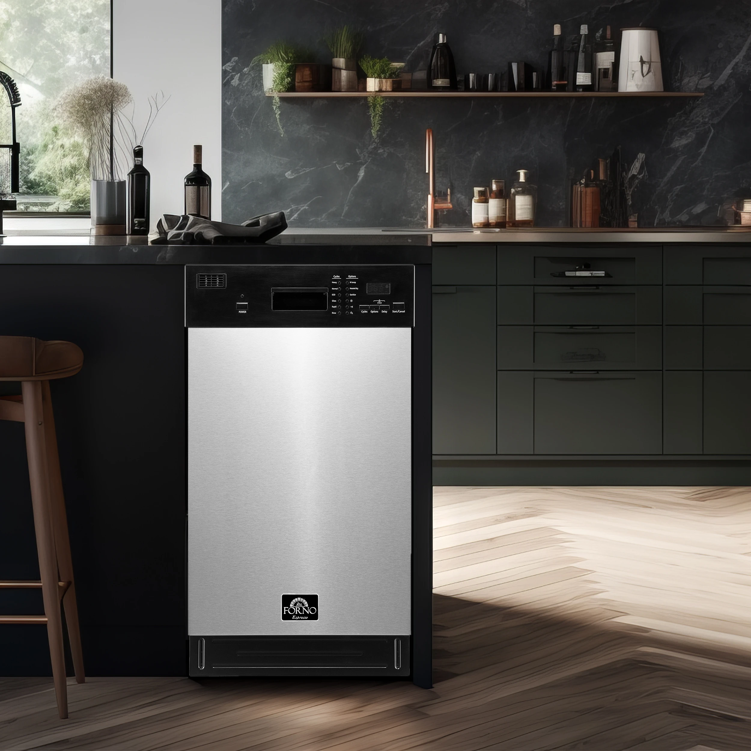 Polo 18-Inch Built-In Stainless Steel Dishwasher, 8 Place Settings, ENERGY STAR Certified, 52 dBA FDWBI804118S