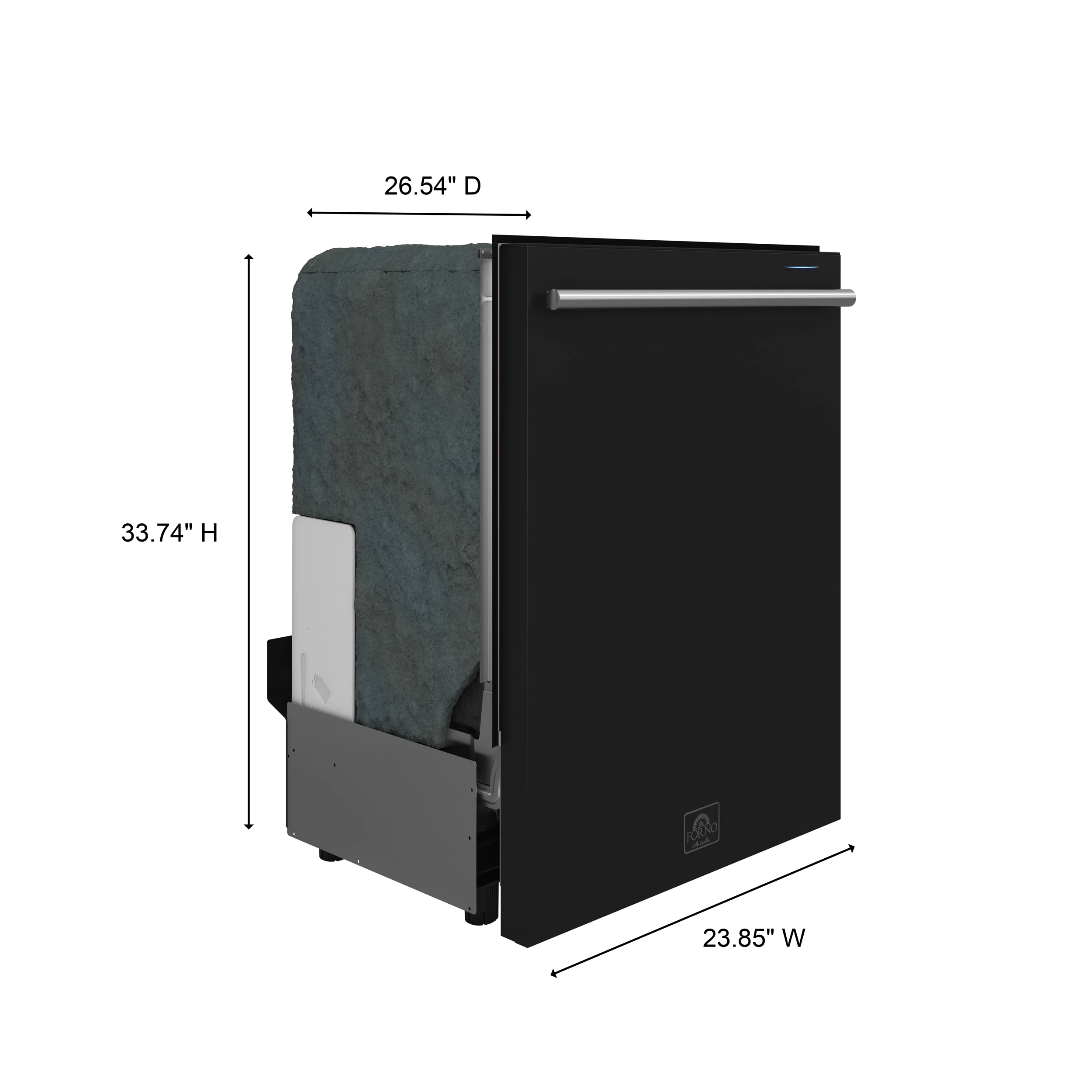 Pozzo 24-Inch Built-In Tall Tub Top Control Dishwasher, Black, 49 dBA, Soil-Sensing Capable, ENERGY STAR FDWBI806724BLK