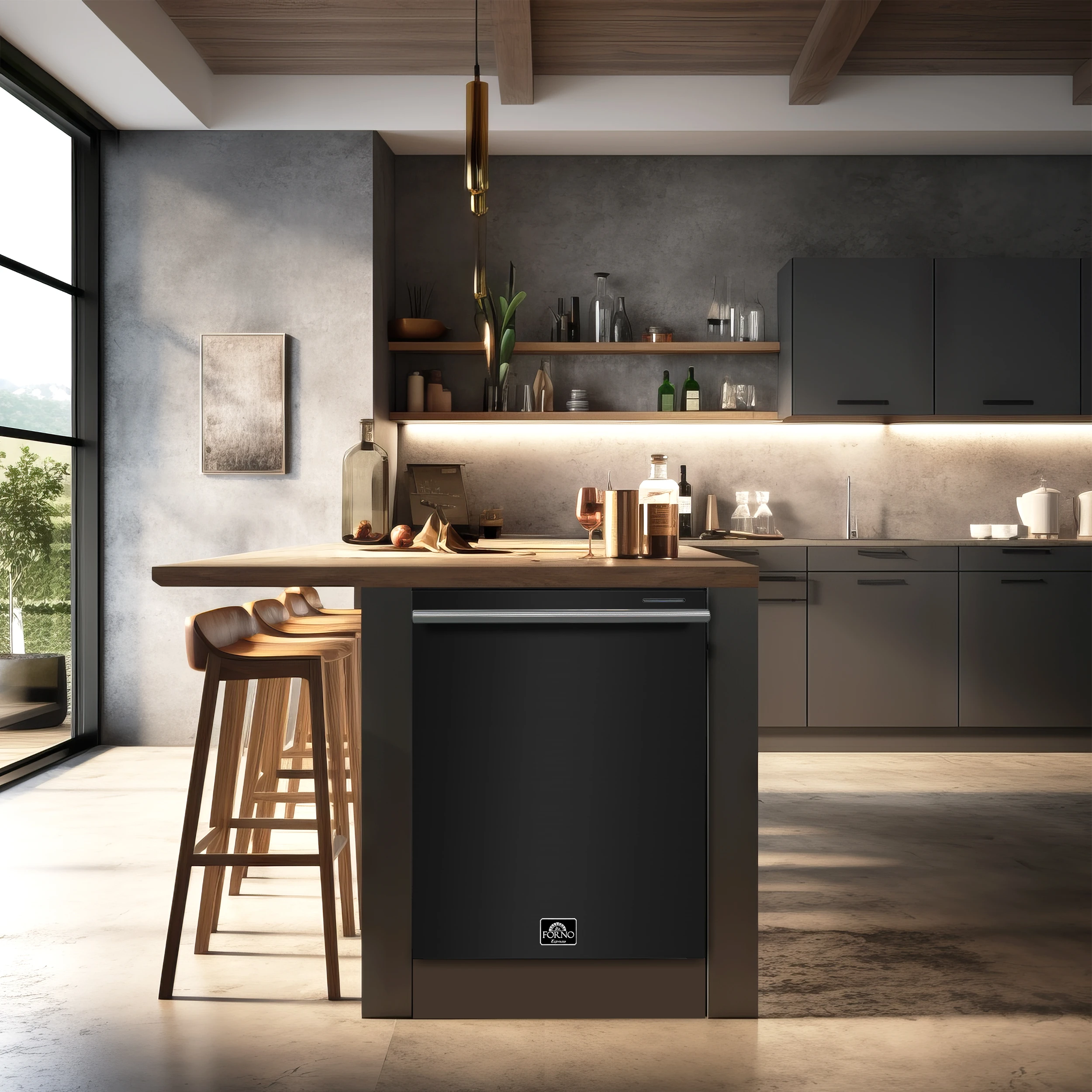 Pozzo 24-Inch Built-In Tall Tub Top Control Dishwasher, Black, 49 dBA, Soil-Sensing Capable, ENERGY STAR FDWBI806724BLK