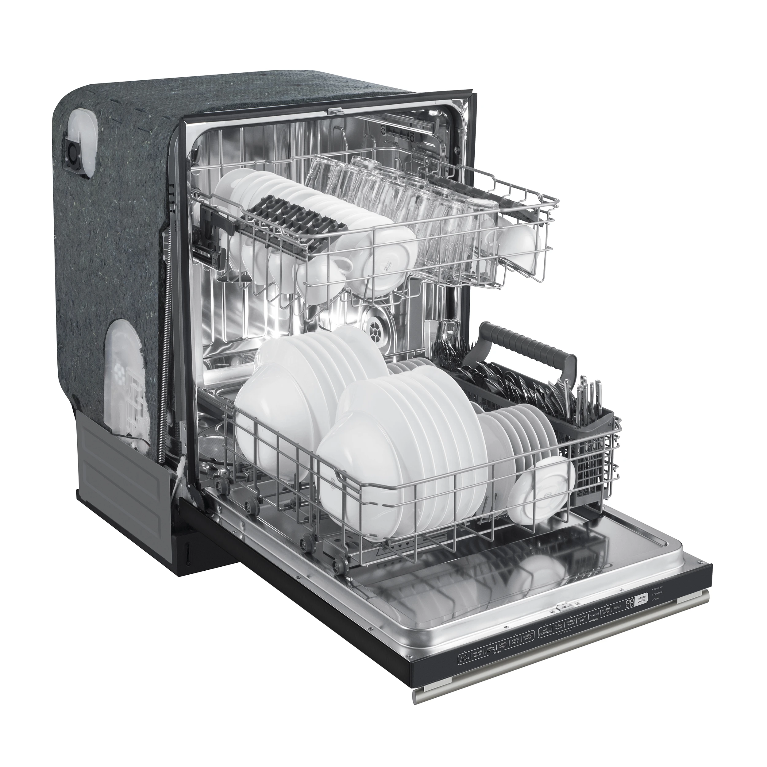 Pozzo 24-Inch Built-In Tall Tub Top Control Dishwasher, Black, 49 dBA, Soil-Sensing Capable, ENERGY STAR FDWBI806724BLK