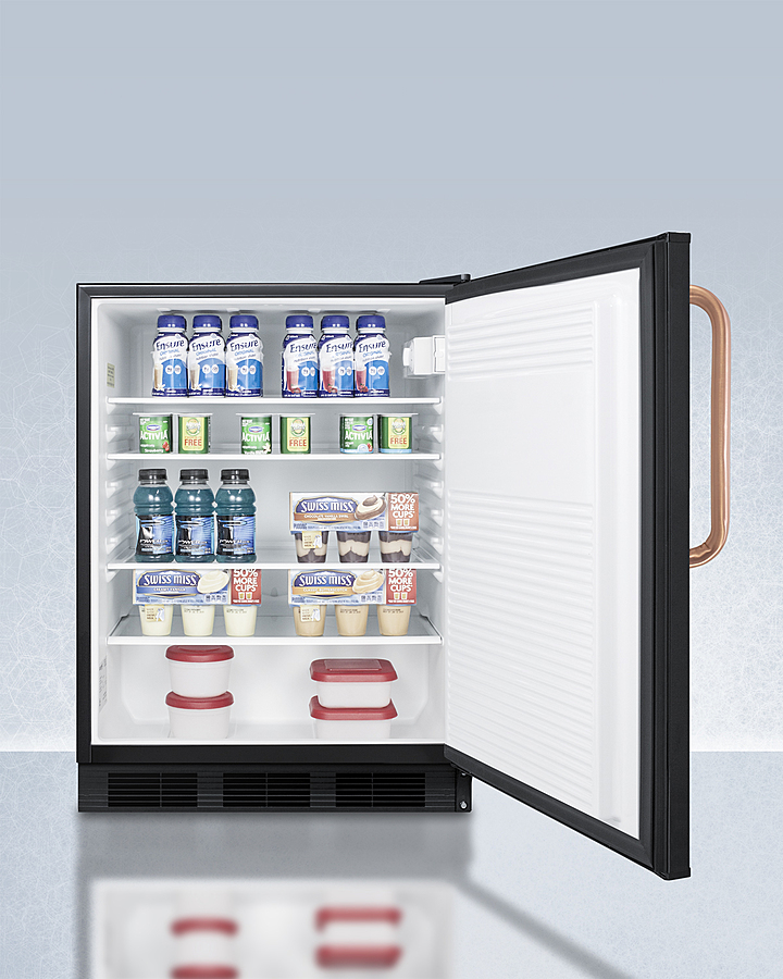 24" Wide Built-In All-Refrigerator with Antimicrobial Pure Copper Handle, ADA Compliant FF7LBLKBITBCADA