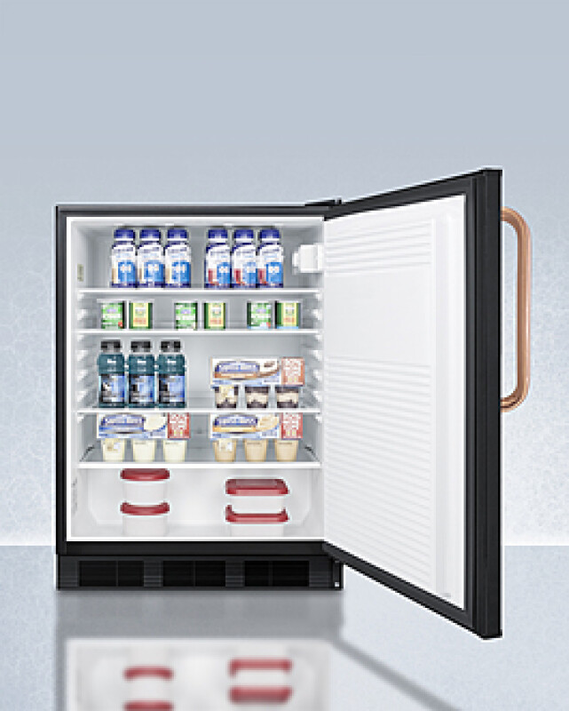 24" Wide Built-In All-Refrigerator with Antimicrobial Pure Copper Handle, ADA Compliant FF7LBLKBITBCADA