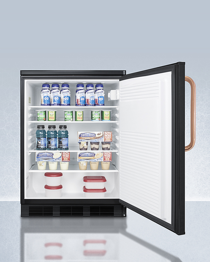 24" Wide All-Refrigerator with Antimicrobial Pure Copper Handle FF7LBLKTBC