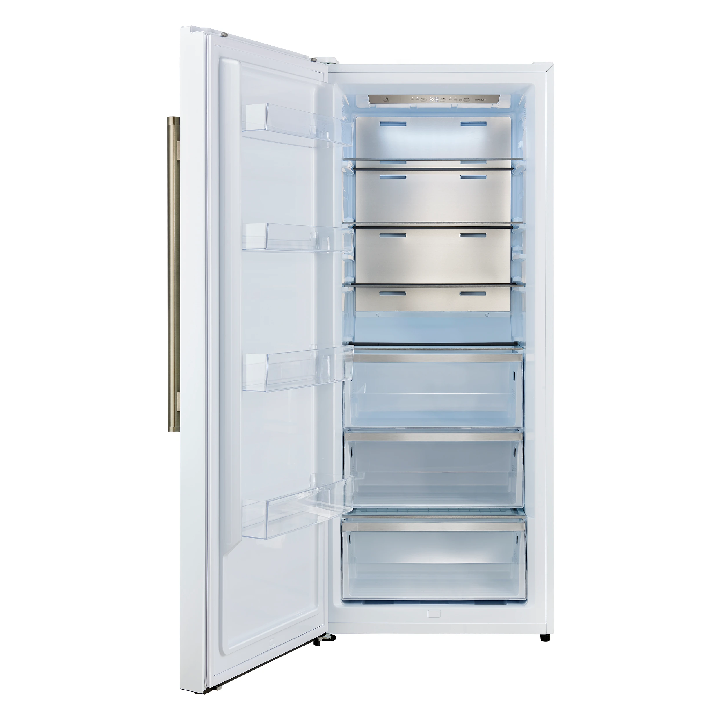 Maderno 28-Inch Convertible Upright Freezer/Refrigerator in White with Antique Brass Handle, 13.6 cu.ft., Left Swing FFFFD172228WHTLS