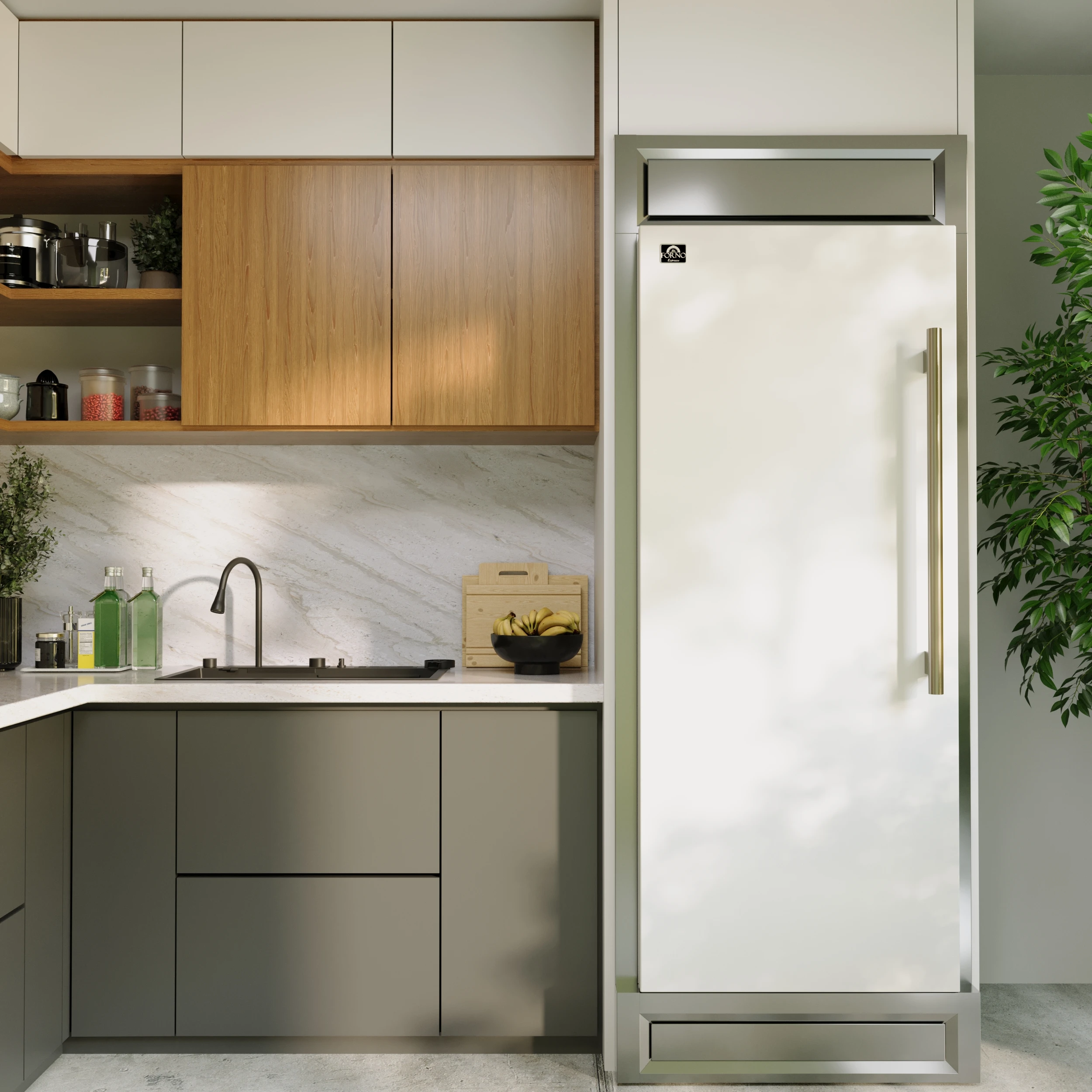 Maderno 28-Inch Built-In Convertible Refrigerator, 13.6 cu.ft, Left Swing, Decorative Grill, ENERGY STAR Certified FFFFD172232LMGWHT