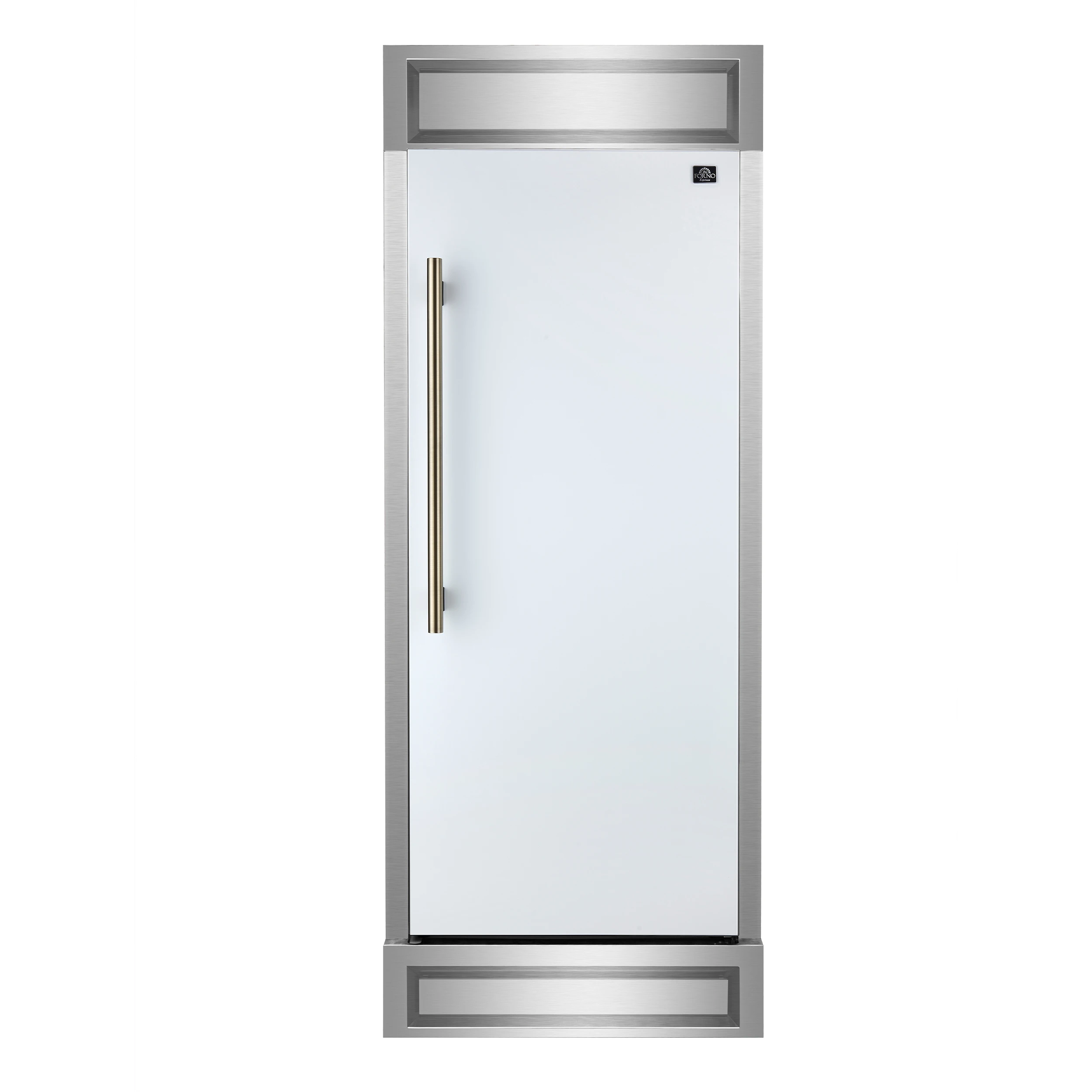 Maderno 28-Inch Built-In Convertible Refrigerator in White with Antique Brass Handle, 13.6 cu.ft. Right Swing with Decorative Grill - 32-Inch Wide FFFFD172232RMGWHT