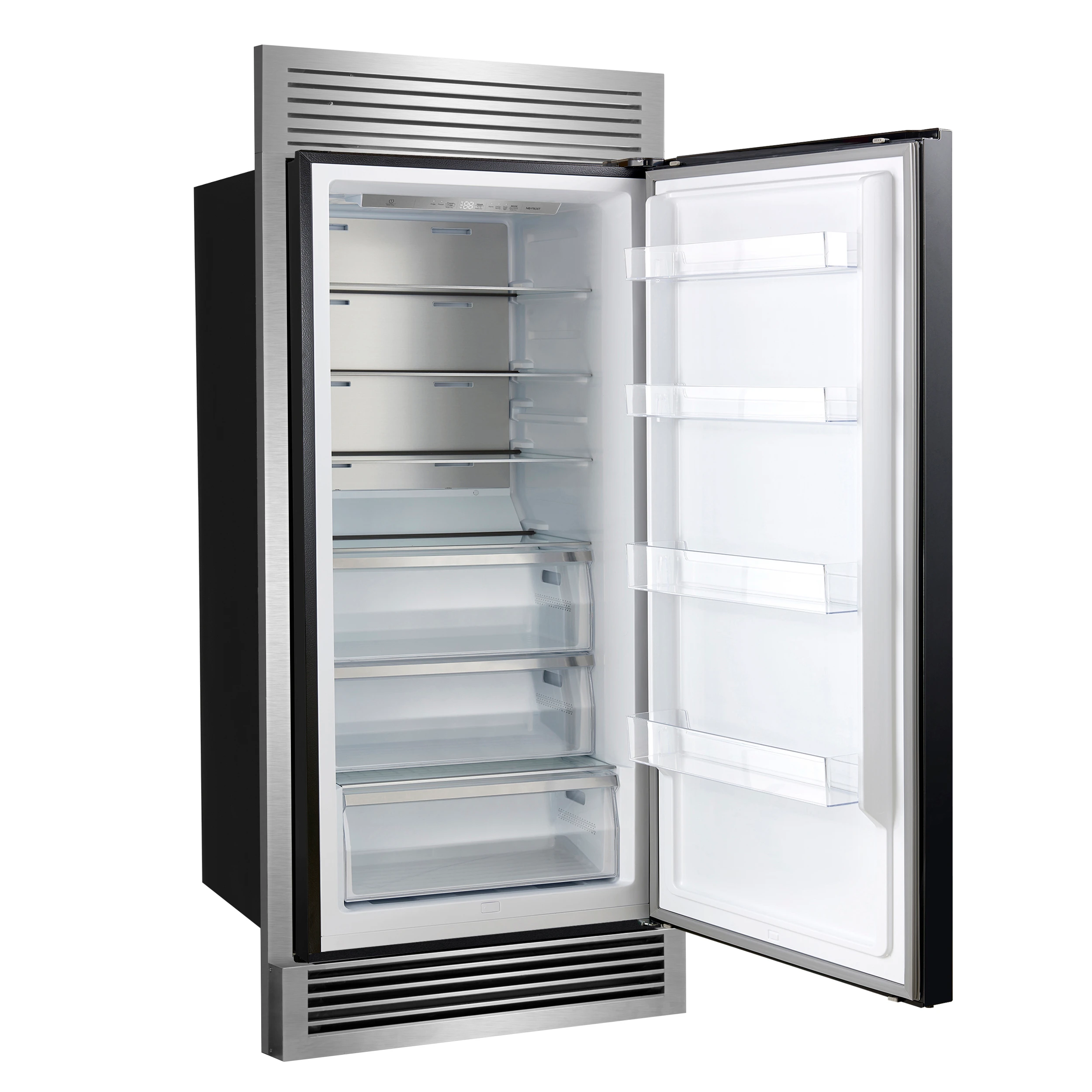 Maderno 28-Inch Built-In Convertible Refrigerator in Black with Antique Brass Handle, 13.6 cu.ft. Right Swing with Decorative Trim - 32-Inch Wide FFFFD172232RSGBLK