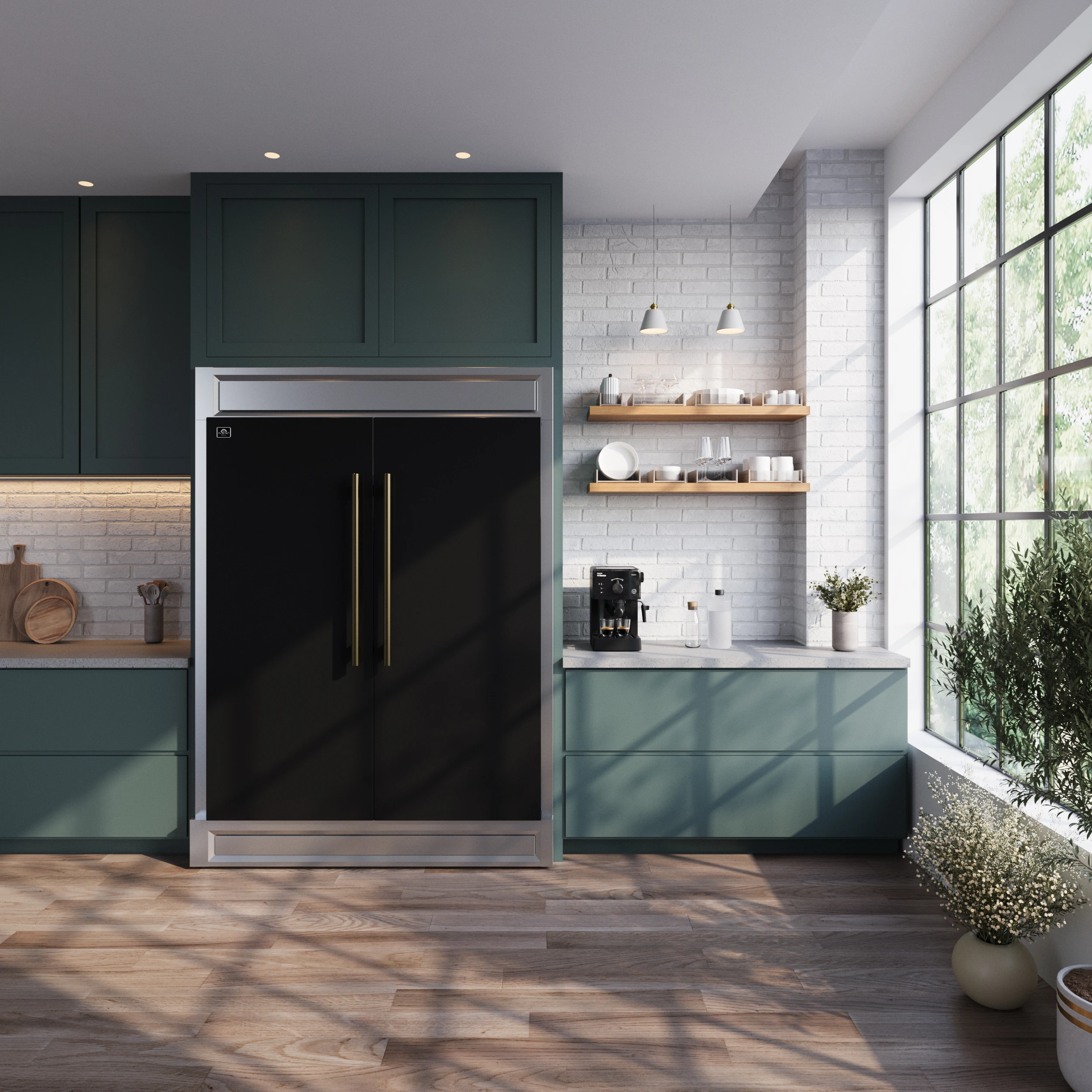 Maderno 2-28-Inch Wide Convertible Refrigerator/Freezer in Black, Decorative Trim, 27.2 cu.ft, 84-Inch High, ENERGY STAR Certified FFFFD172260MGBLK