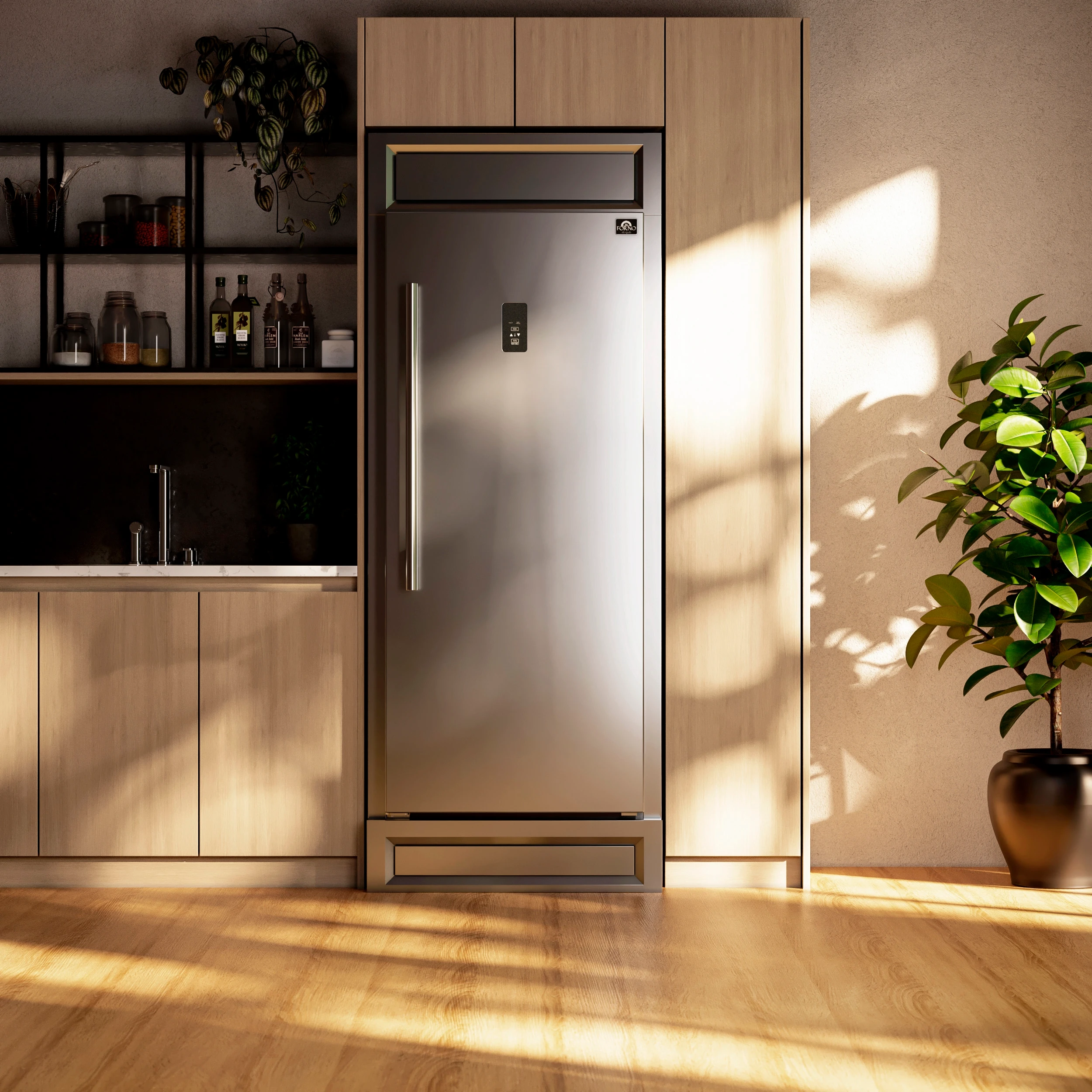 Fortezza 32 Inch Right-Swing Convertible Refrigerator/Freezer with Trim Kit, Stainless Steel, Total No Frost FFFFD173832RMG