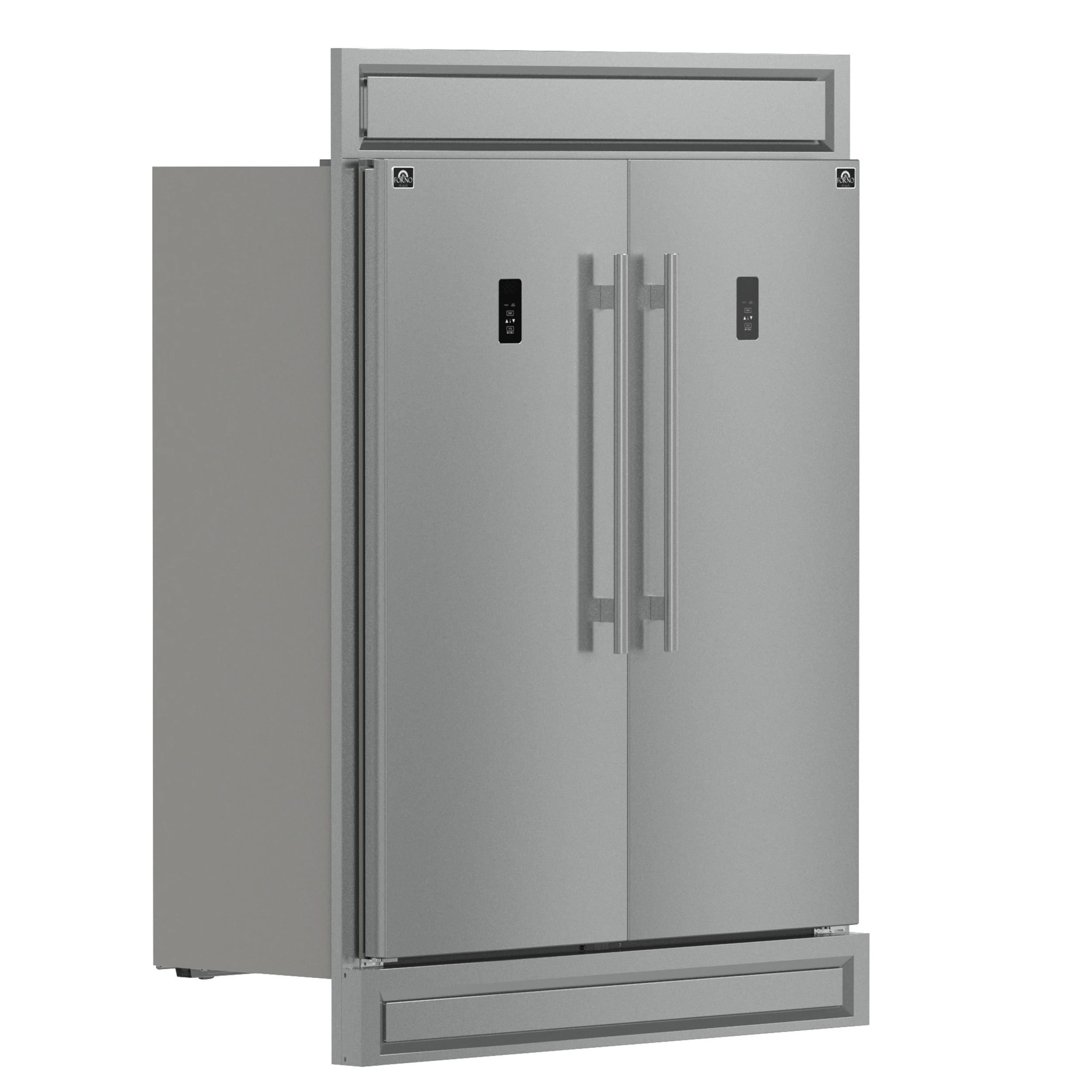 Fortezza 60 Inch Convertible Refrigerator/Freezer with Modern Trim Kit, Stainless Steel, Total No Frost, with Automatic Ice Maker FFFFD173860MG