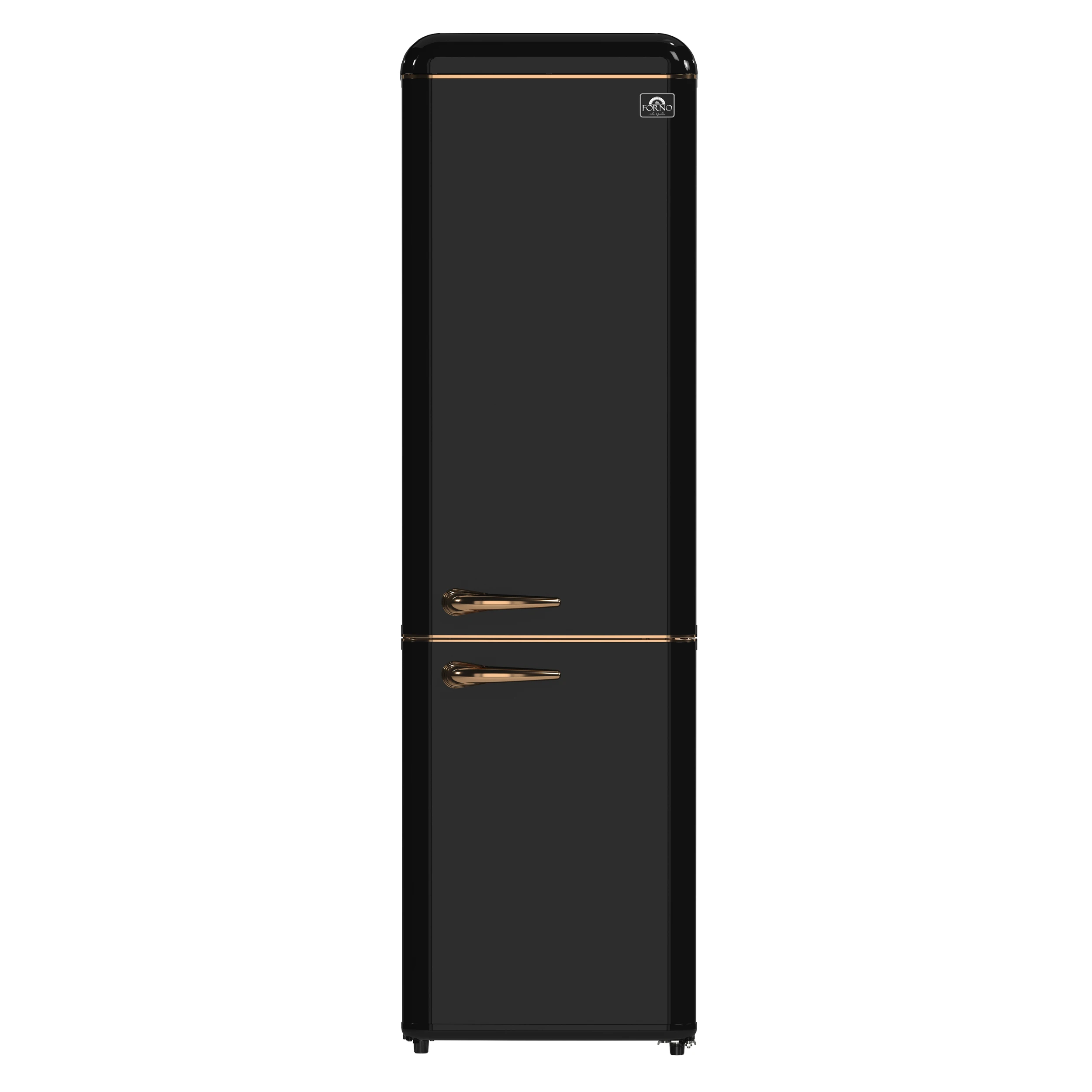 Storico 22-Inch Retro bottom freezer Fridge in Black, 9 cu.ft, copper-tone handle FFFFD174522BLK