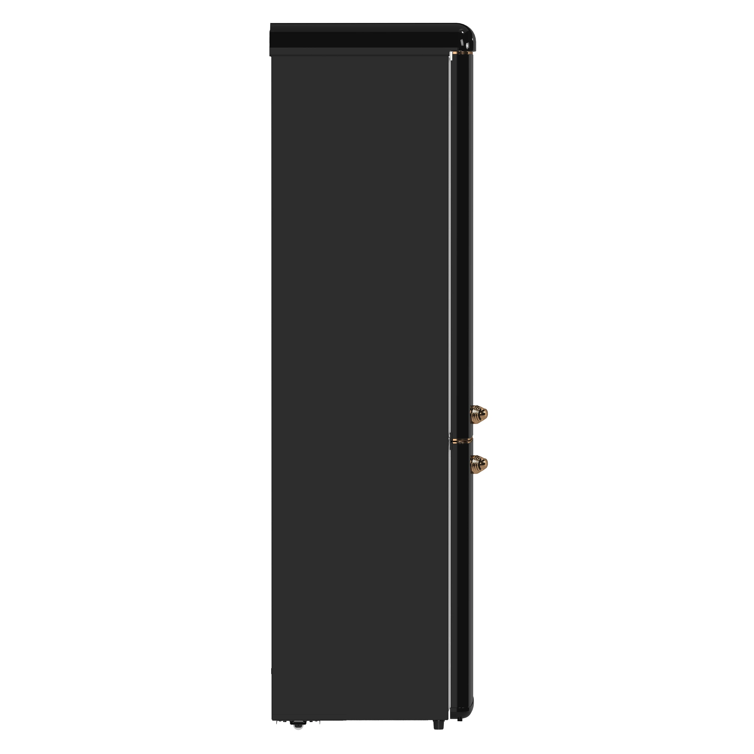 Storico 22-Inch Retro bottom freezer Fridge in Black, 9 cu.ft, copper-tone handle FFFFD174522BLK