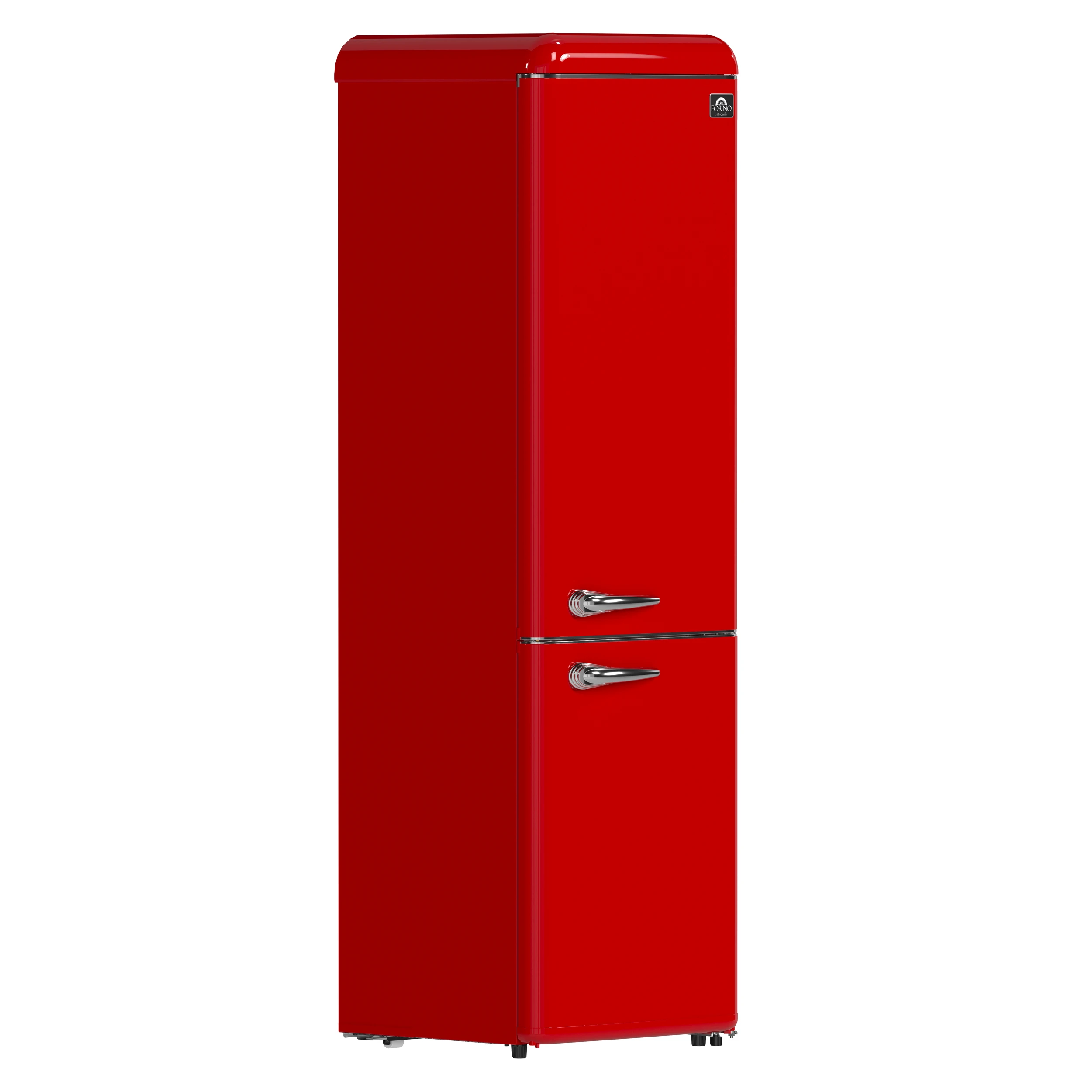 Storico 22-Inch Retro bottom freezer Fridge in Red, 9 cu.ft, silver handle FFFFD174522RED